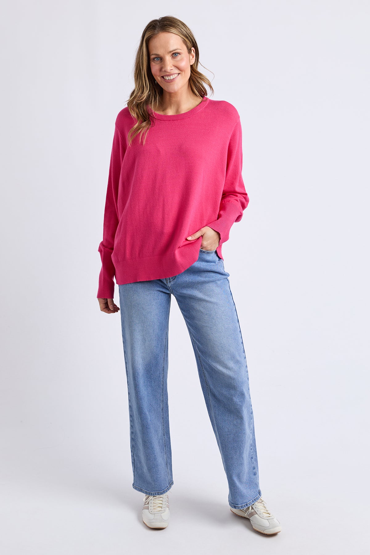 Sunny Long Sleeve Knit Top Hot Pink