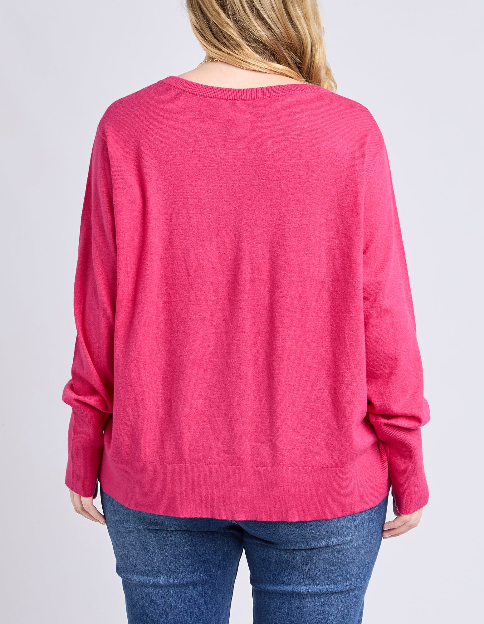 Sunny Long Sleeve Knit Top Hot Pink