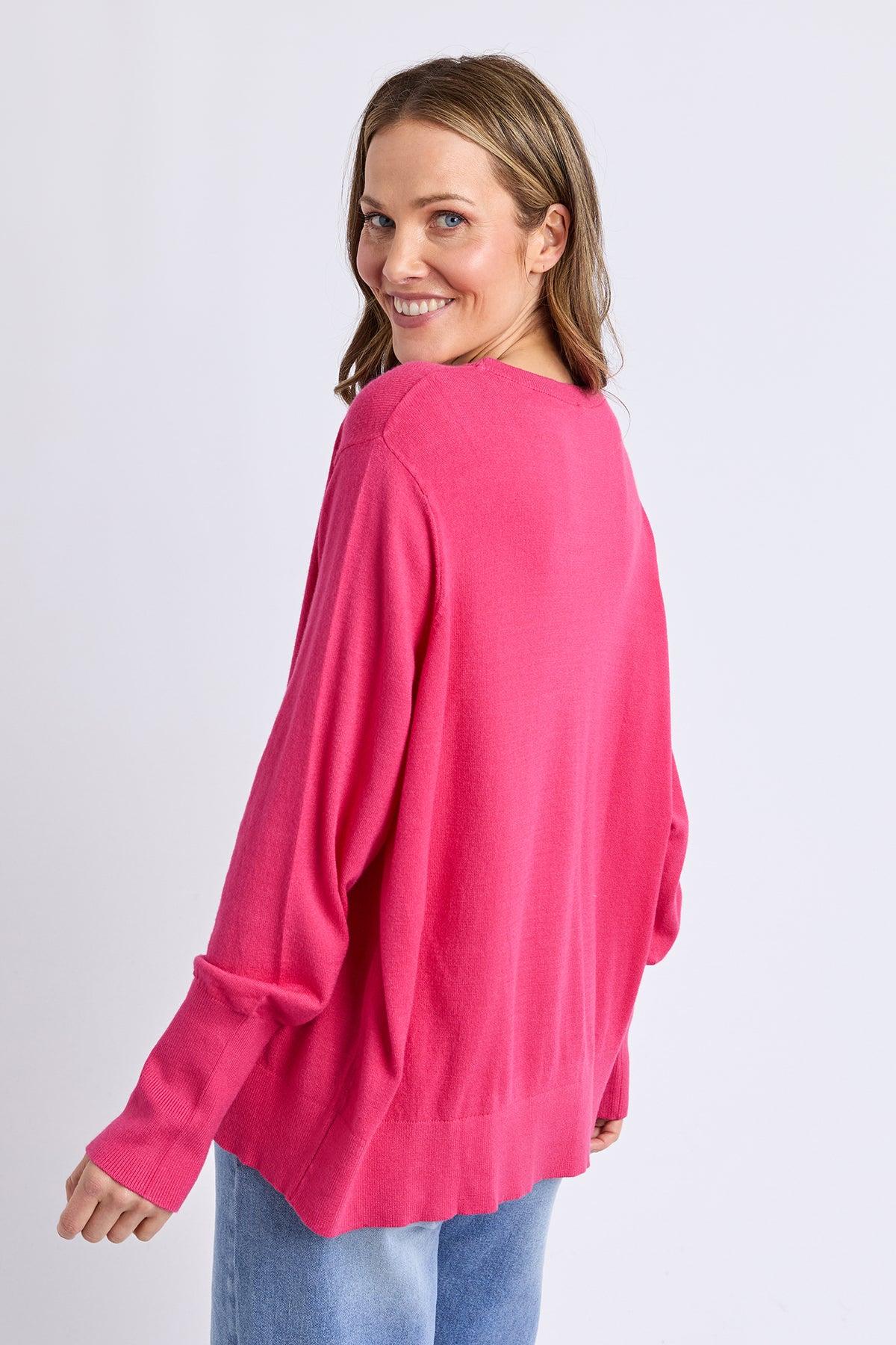Sunny Long Sleeve Knit Top Hot Pink