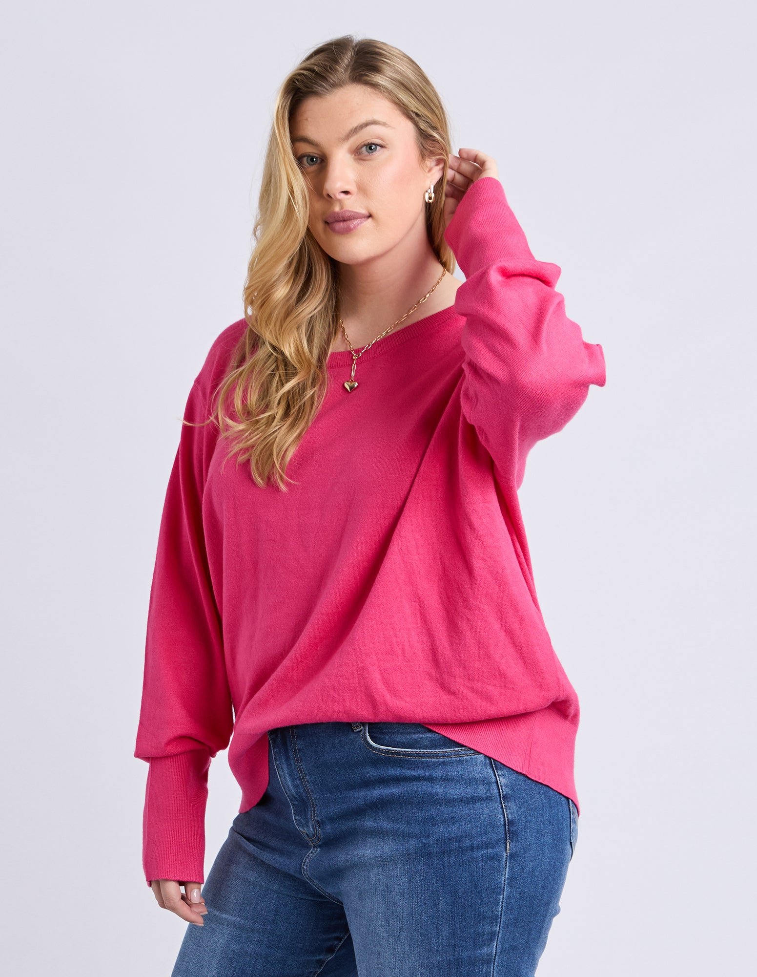 Sunny Long Sleeve Knit Top Hot Pink