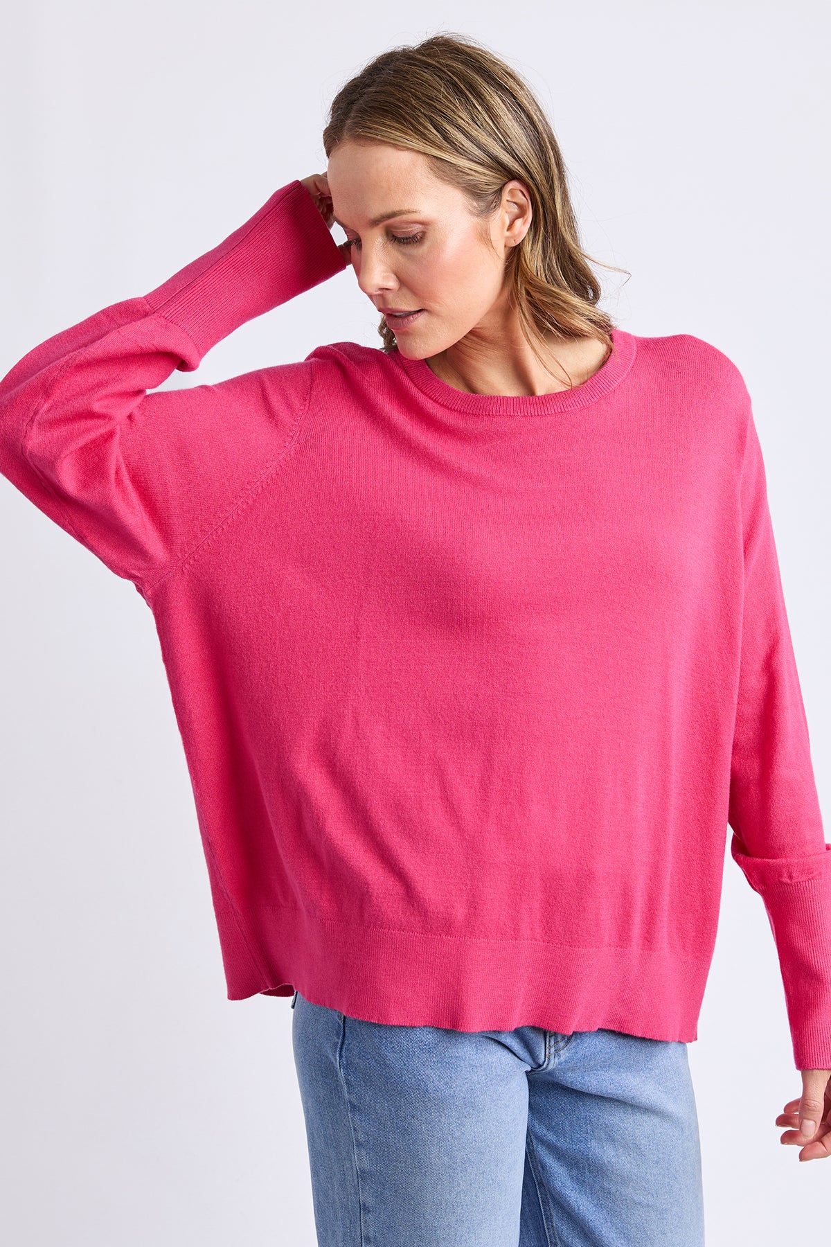 Sunny Long Sleeve Knit Top Hot Pink