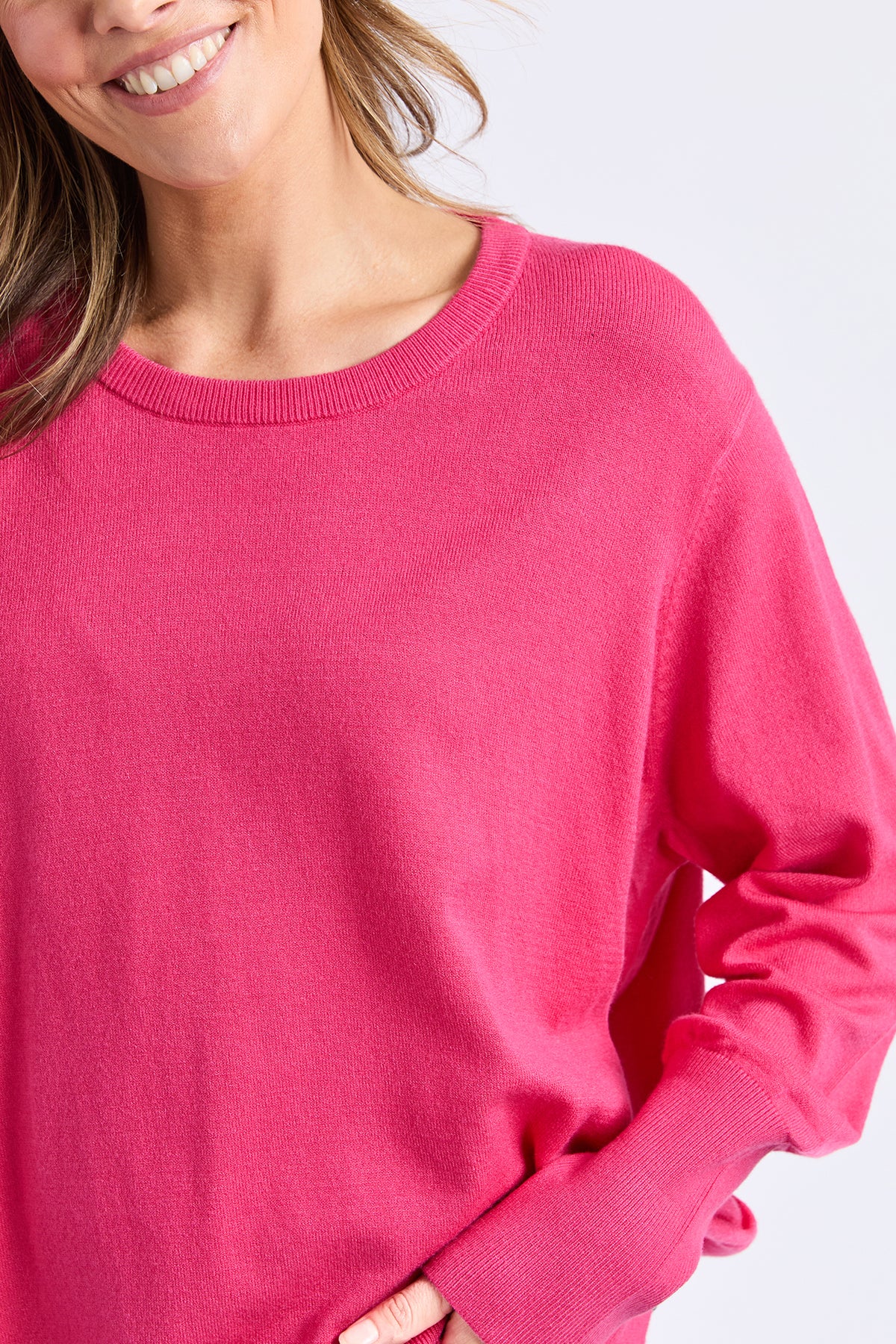 Sunny Long Sleeve Knit Top Hot Pink