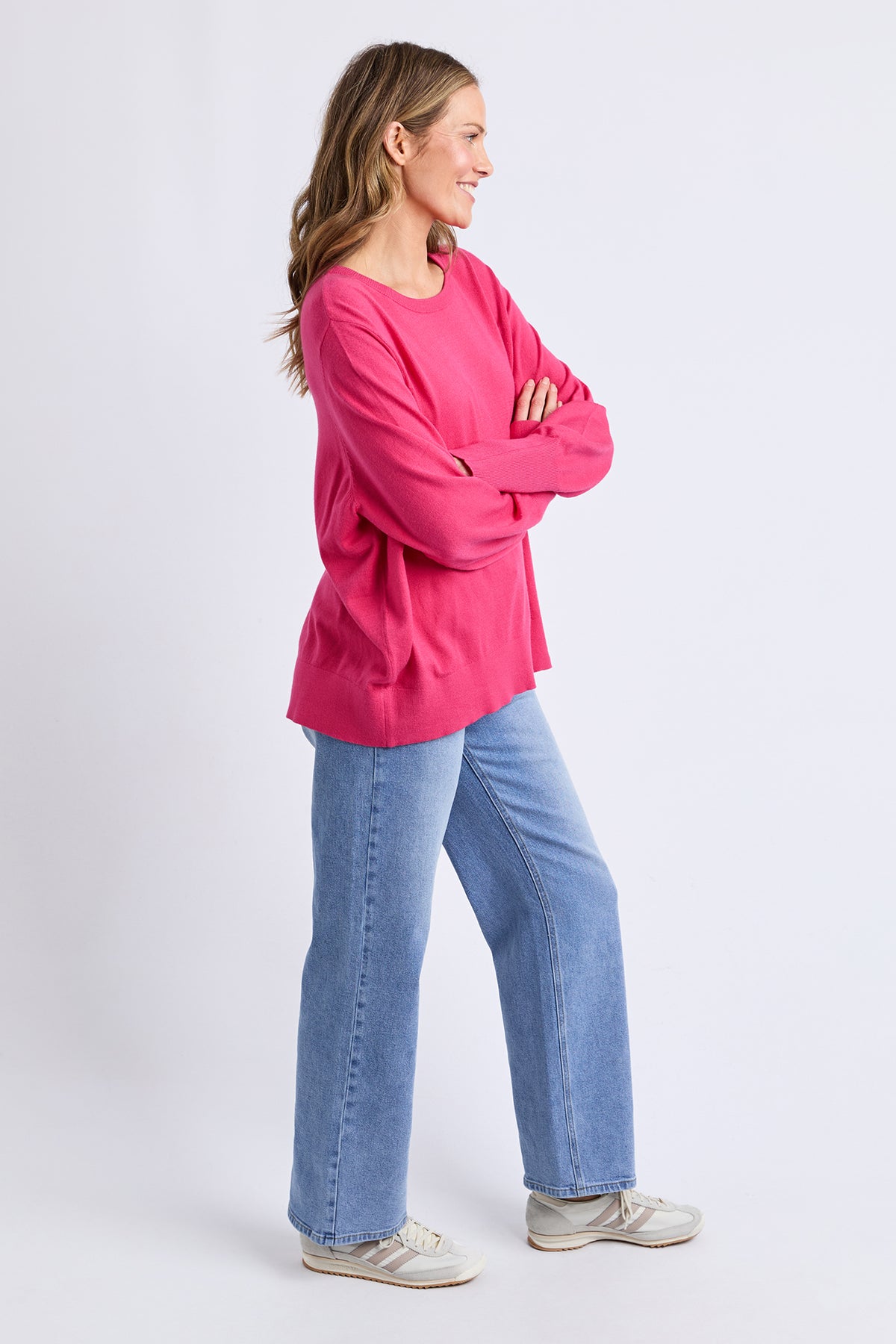 Sunny Long Sleeve Knit Top Hot Pink