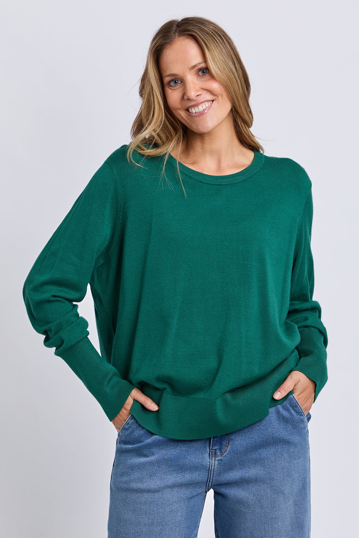 Sunny Long Sleeve Knit Top Turquoise