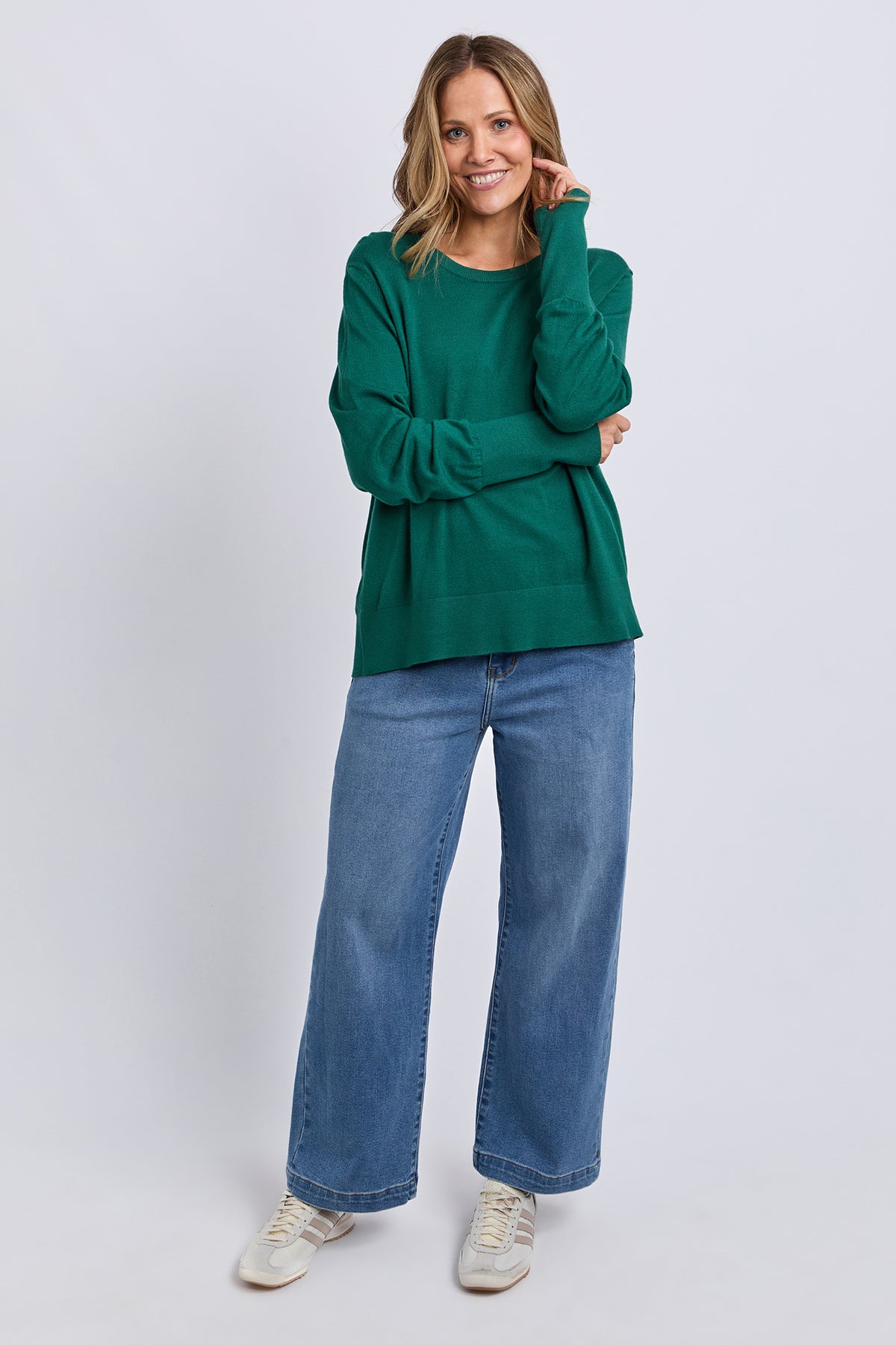 Sunny Long Sleeve Knit Top Turquoise