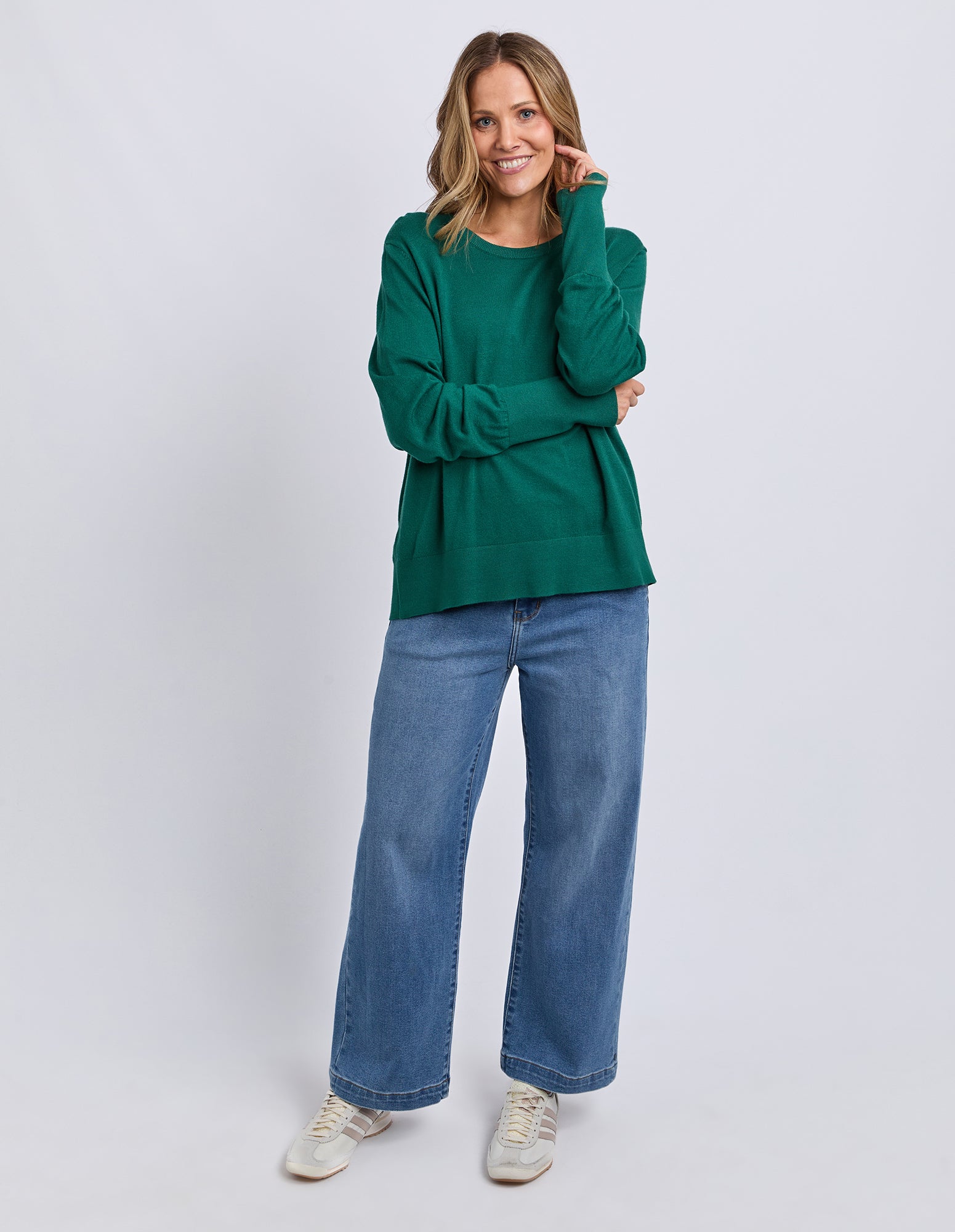 Sunny Long Sleeve Knit Top Turquoise