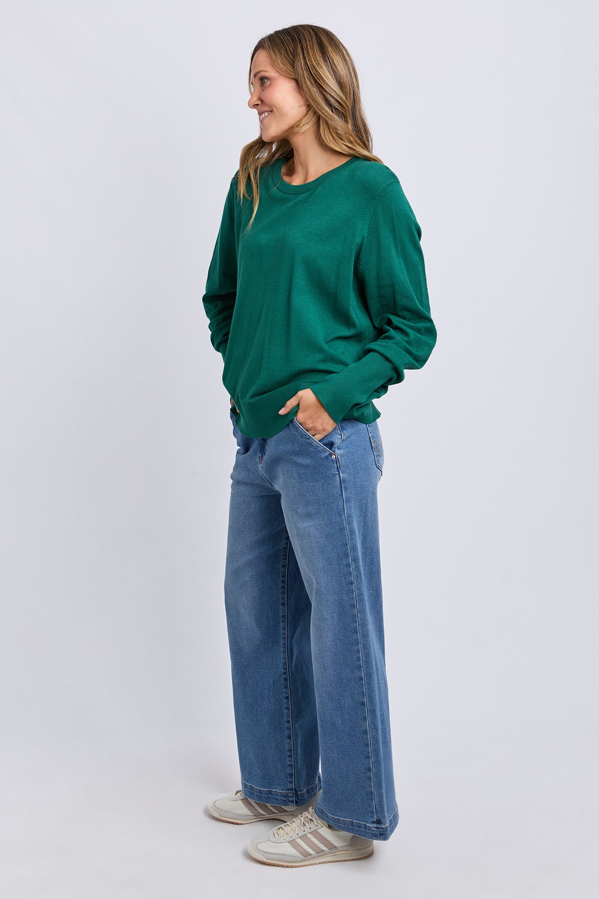 Sunny Long Sleeve Knit Top Turquoise