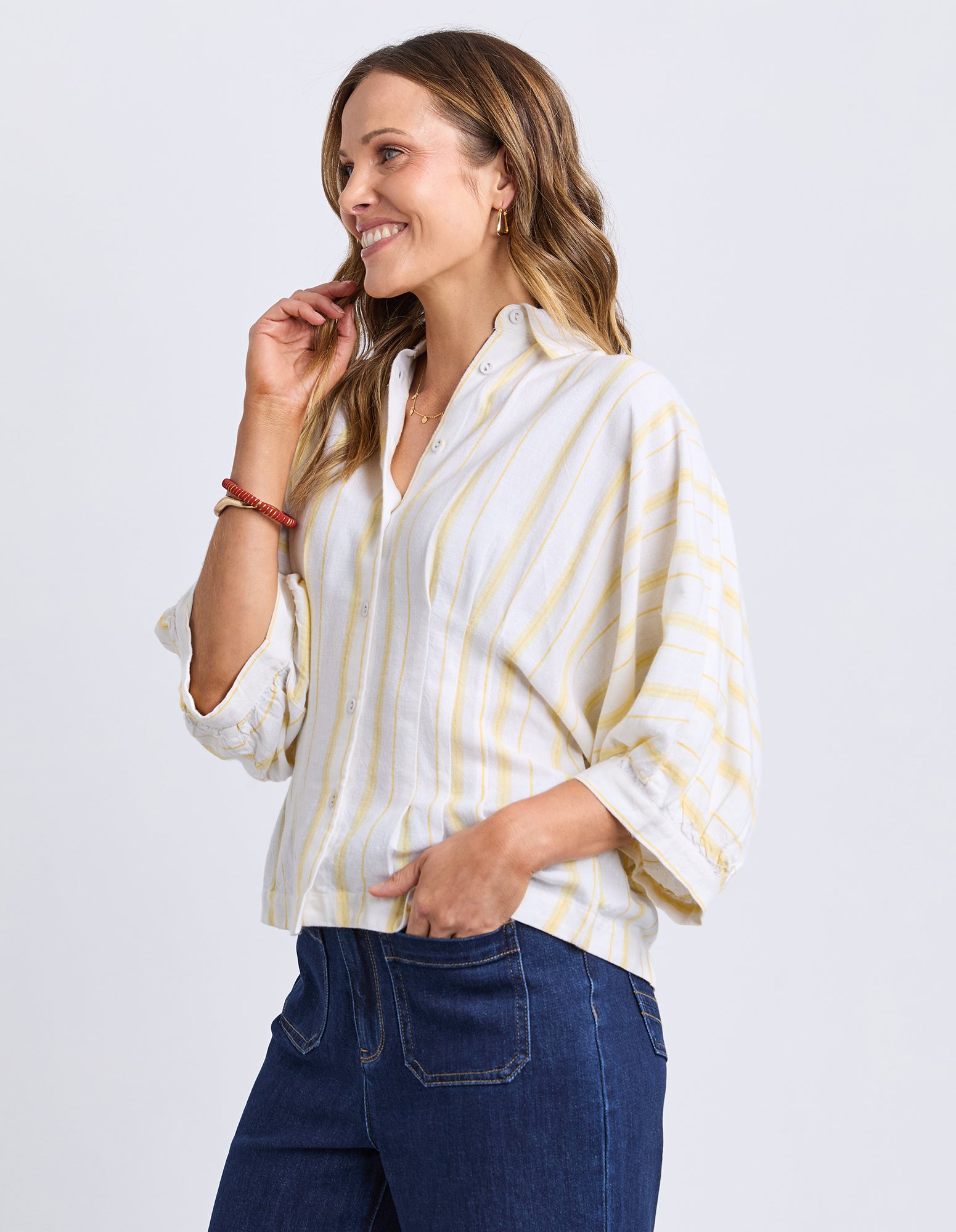 Sandy Shirt Banana Marshmallow Stripe