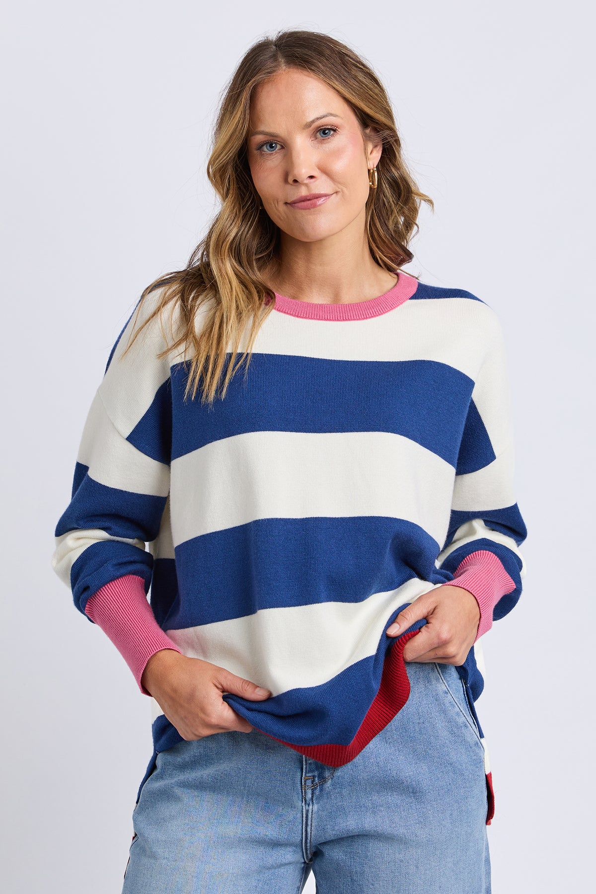 Elvie Block Knit Classic Navy Stripe