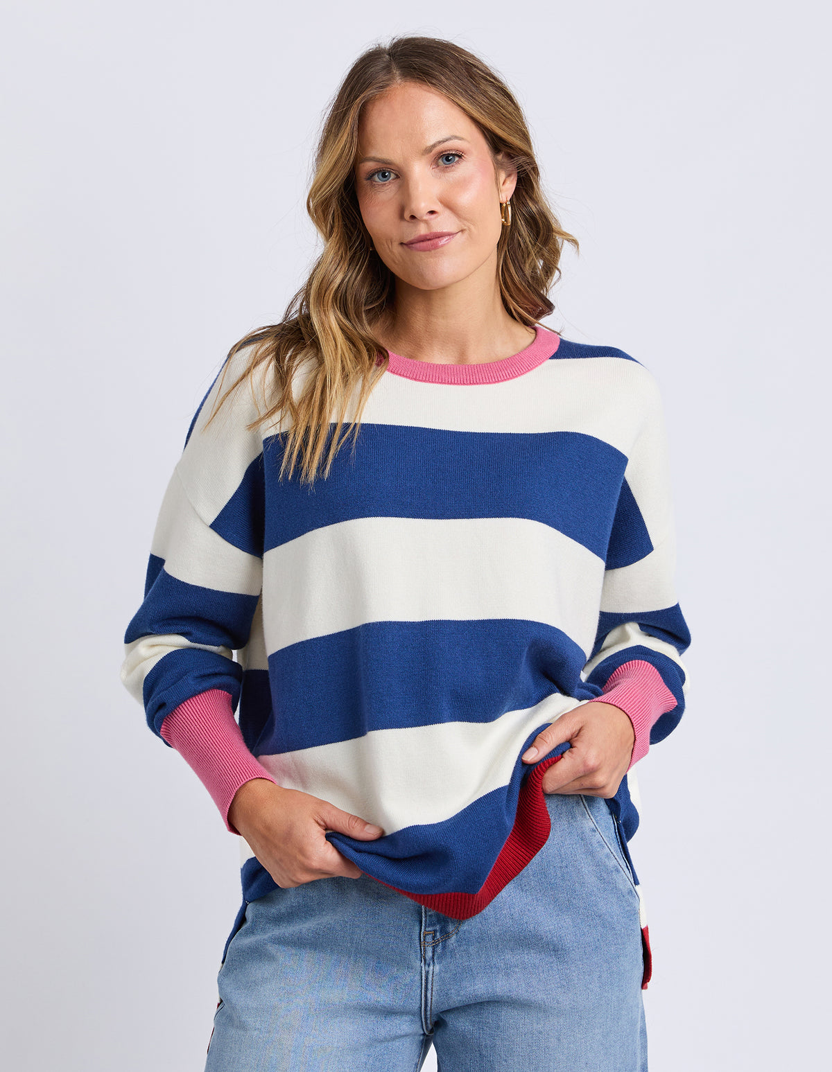Elvie Block Knit Classic Navy Stripe