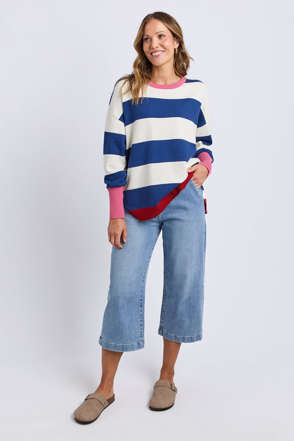 Elvie Block Knit Classic Navy Stripe