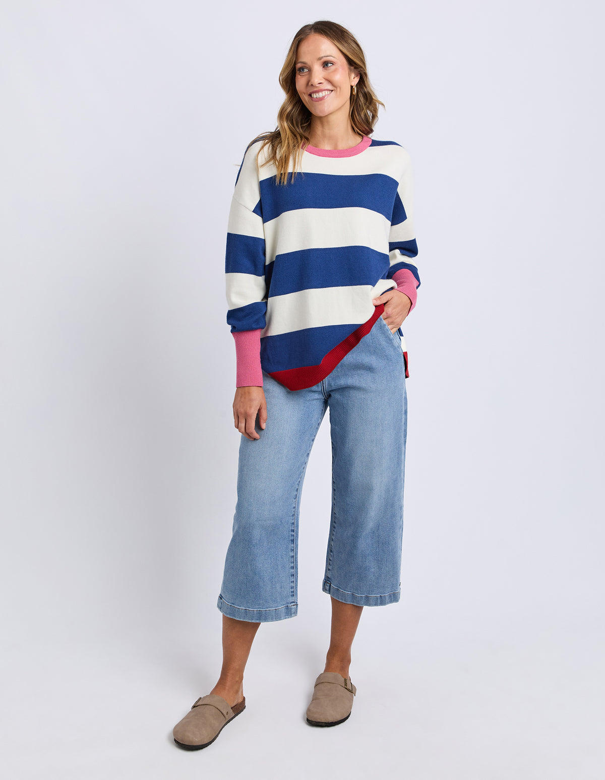 Elvie Block Knit Classic Navy Stripe