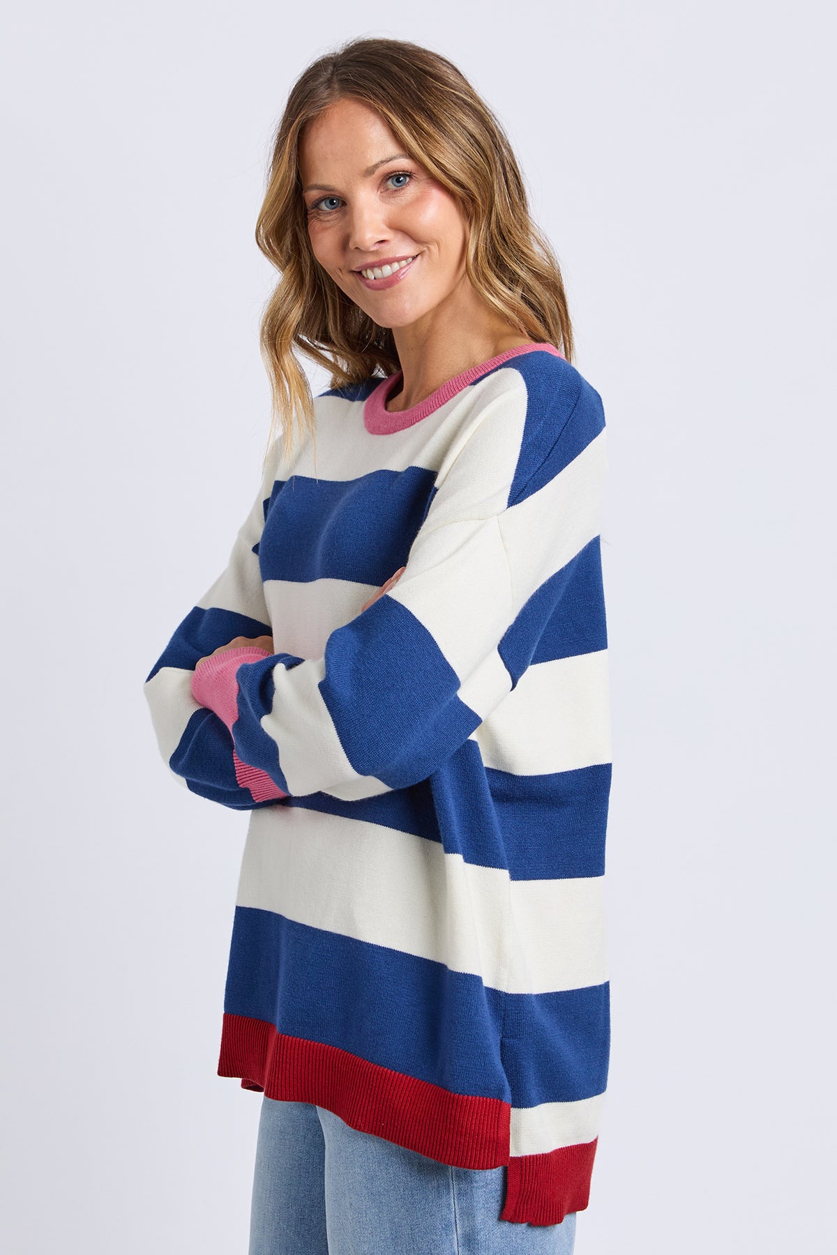 Elvie Block Knit Classic Navy Stripe