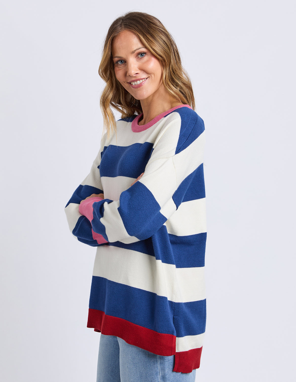 Elvie Block Knit Classic Navy Stripe