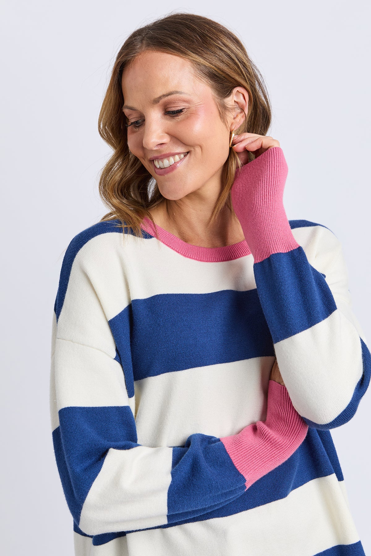 Elvie Block Knit Classic Navy Stripe