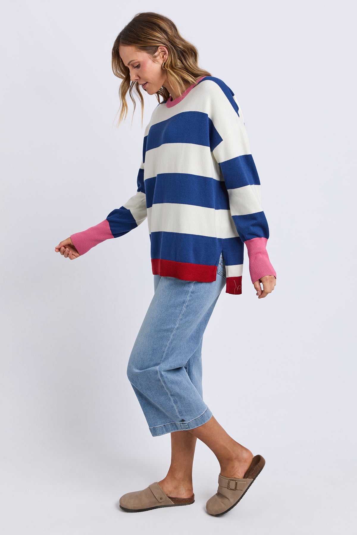 Elvie Block Knit Classic Navy Stripe
