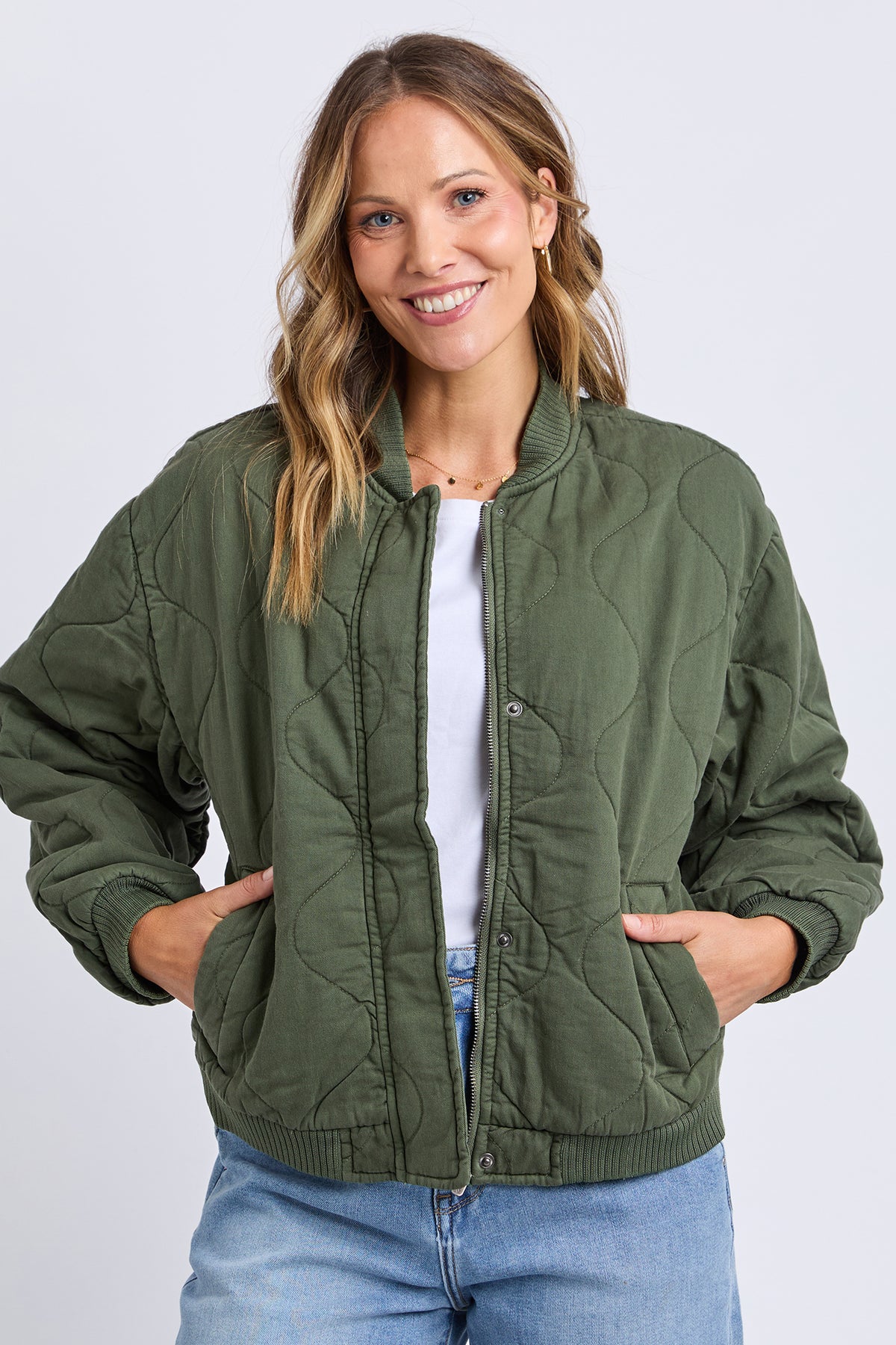 Jean Bomber Jacket Four Leaf Clover