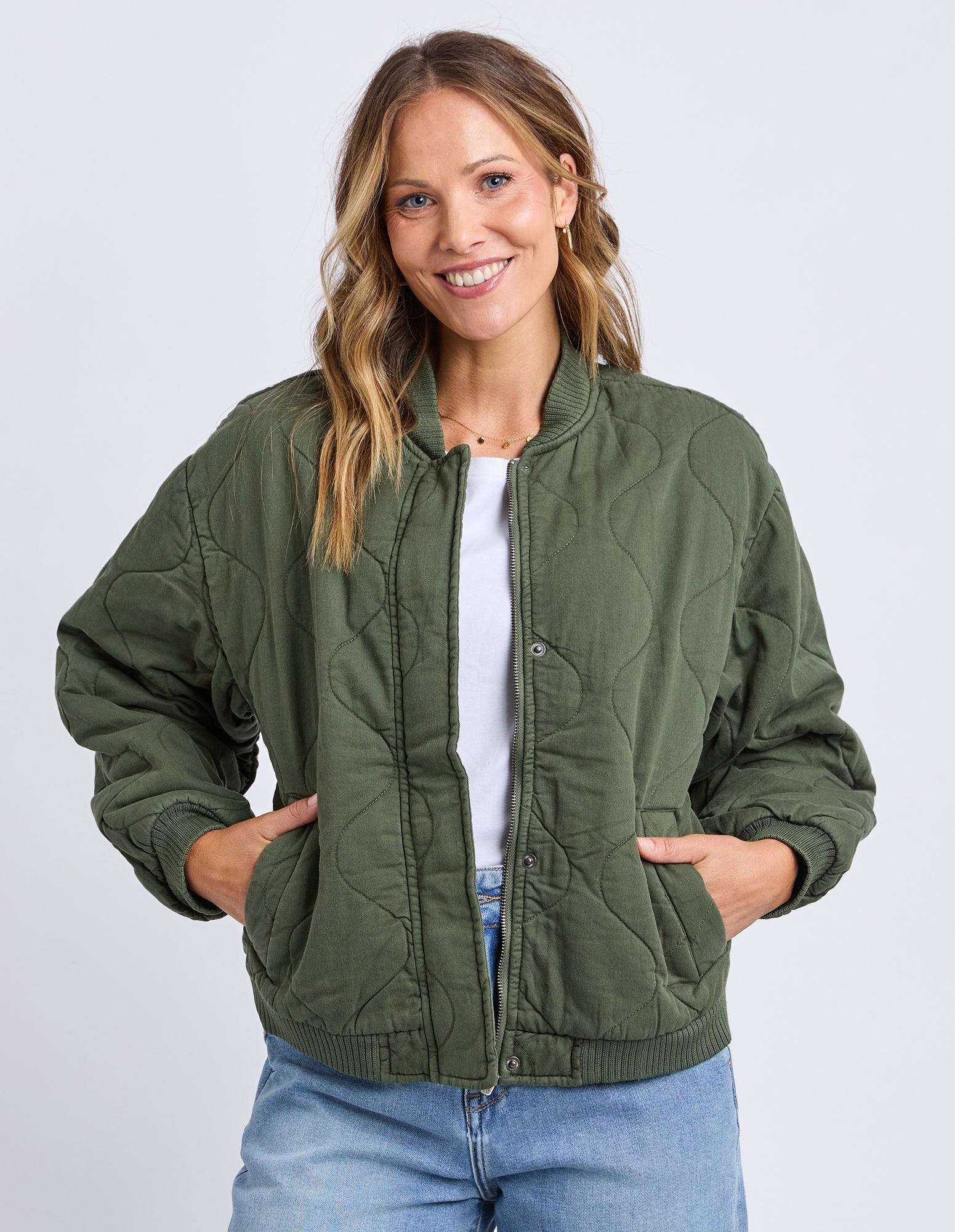 Jean Bomber Jacket Four Leaf Clover