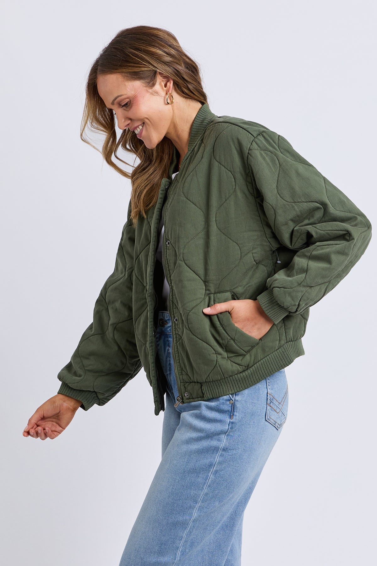 Jean Bomber Jacket Four Leaf Clover