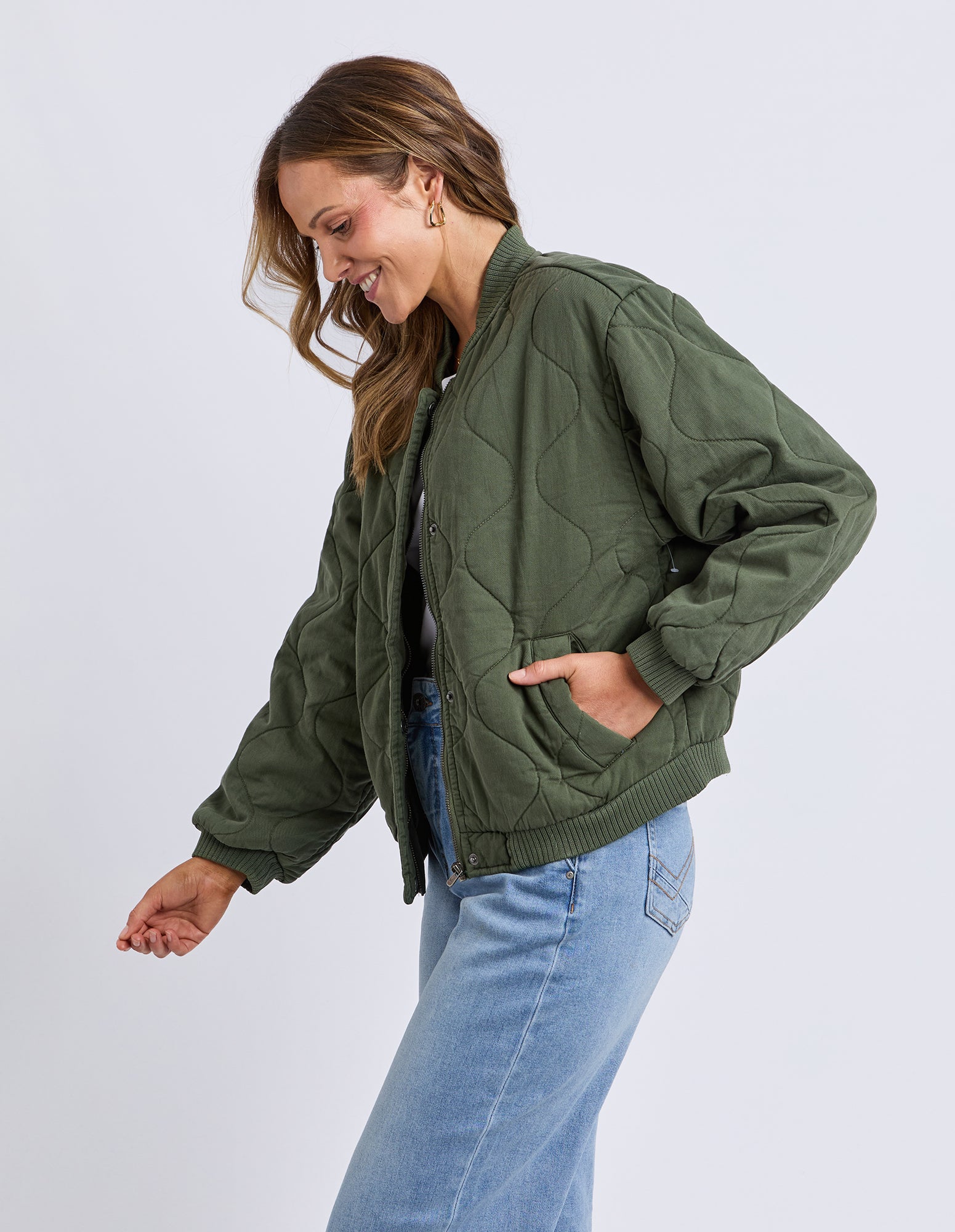 Jean Bomber Jacket Four Leaf Clover