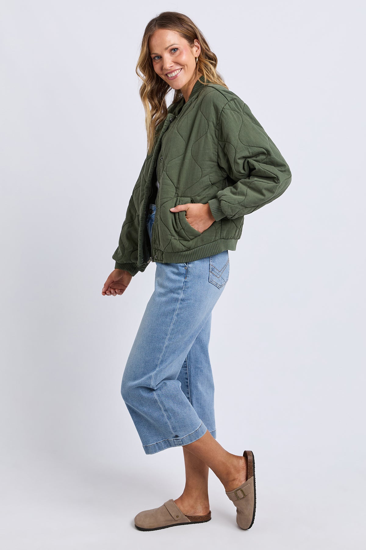 Jean Bomber Jacket Four Leaf Clover