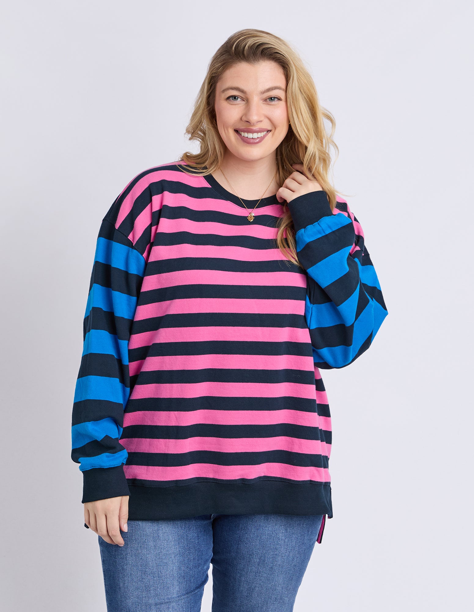 Eden Crew Pink/Navy/Blue Stripe