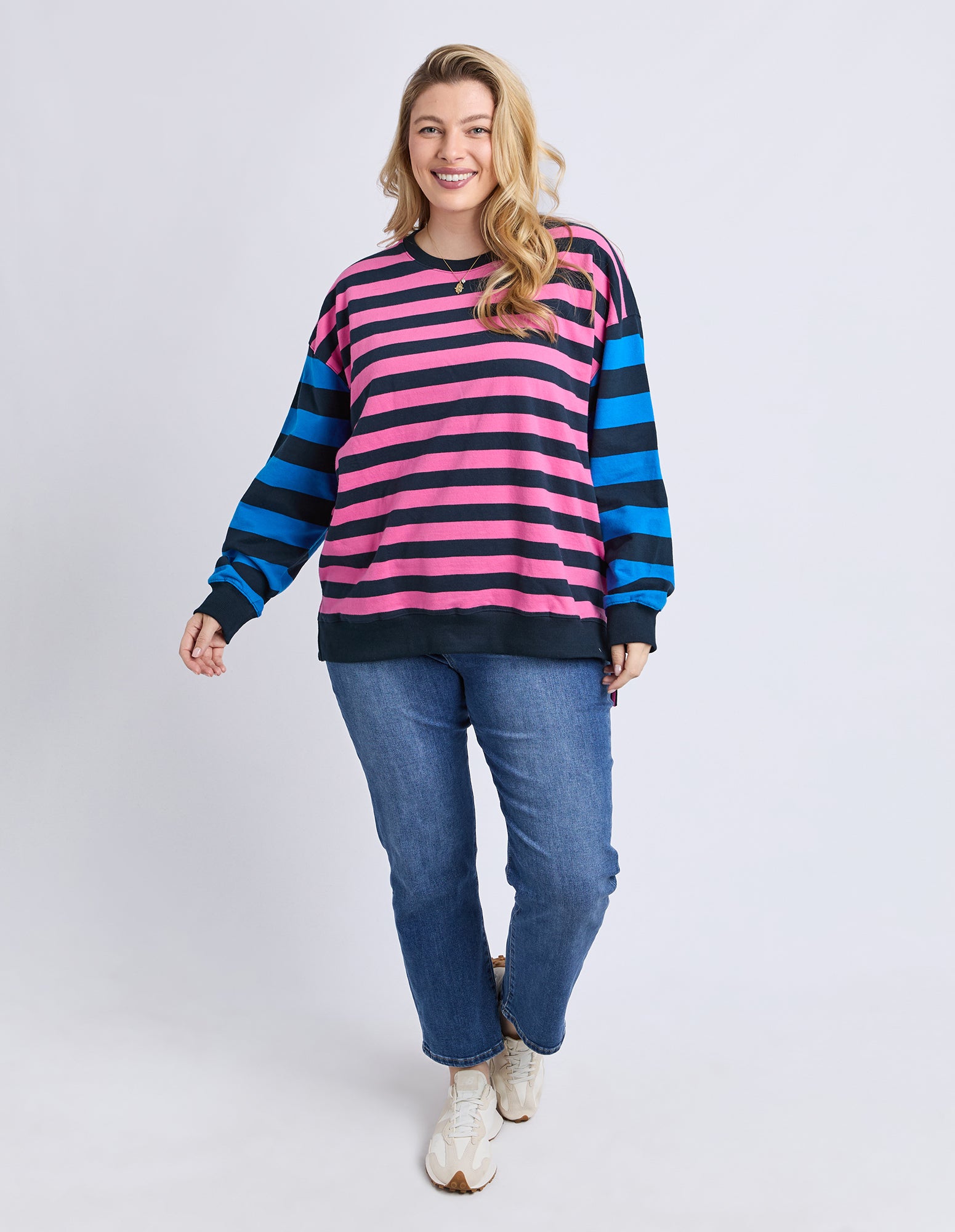 Eden Crew Pink/Navy/Blue Stripe