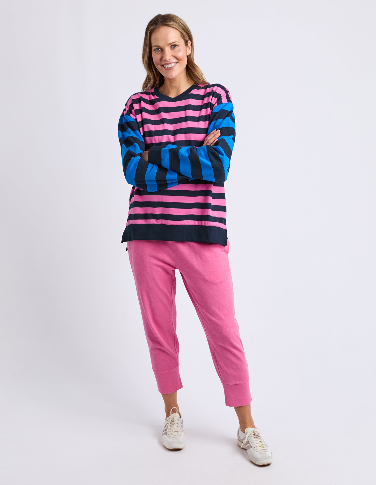 Eden Crew Pink/Navy/Blue Stripe