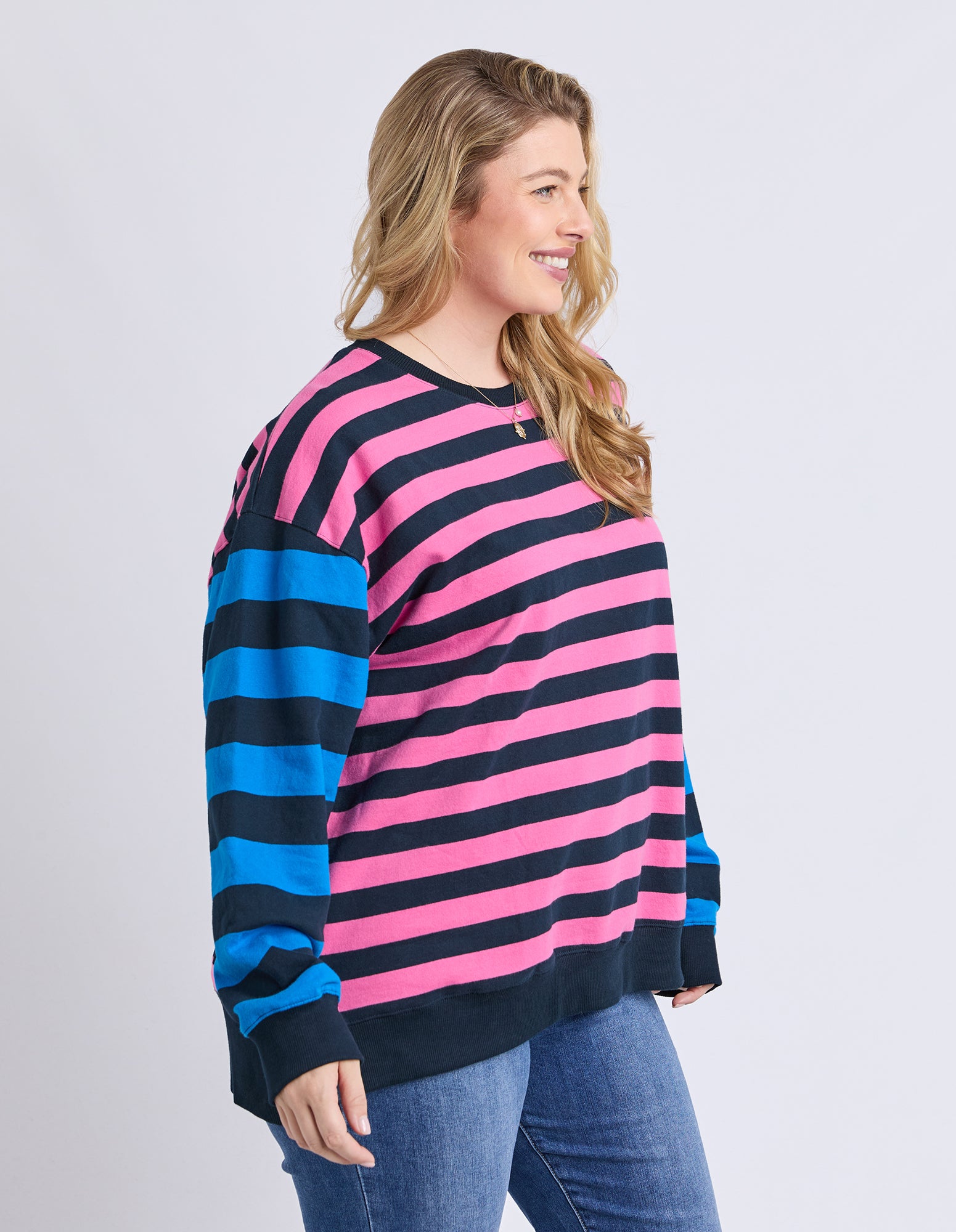 Eden Crew Pink/Navy/Blue Stripe