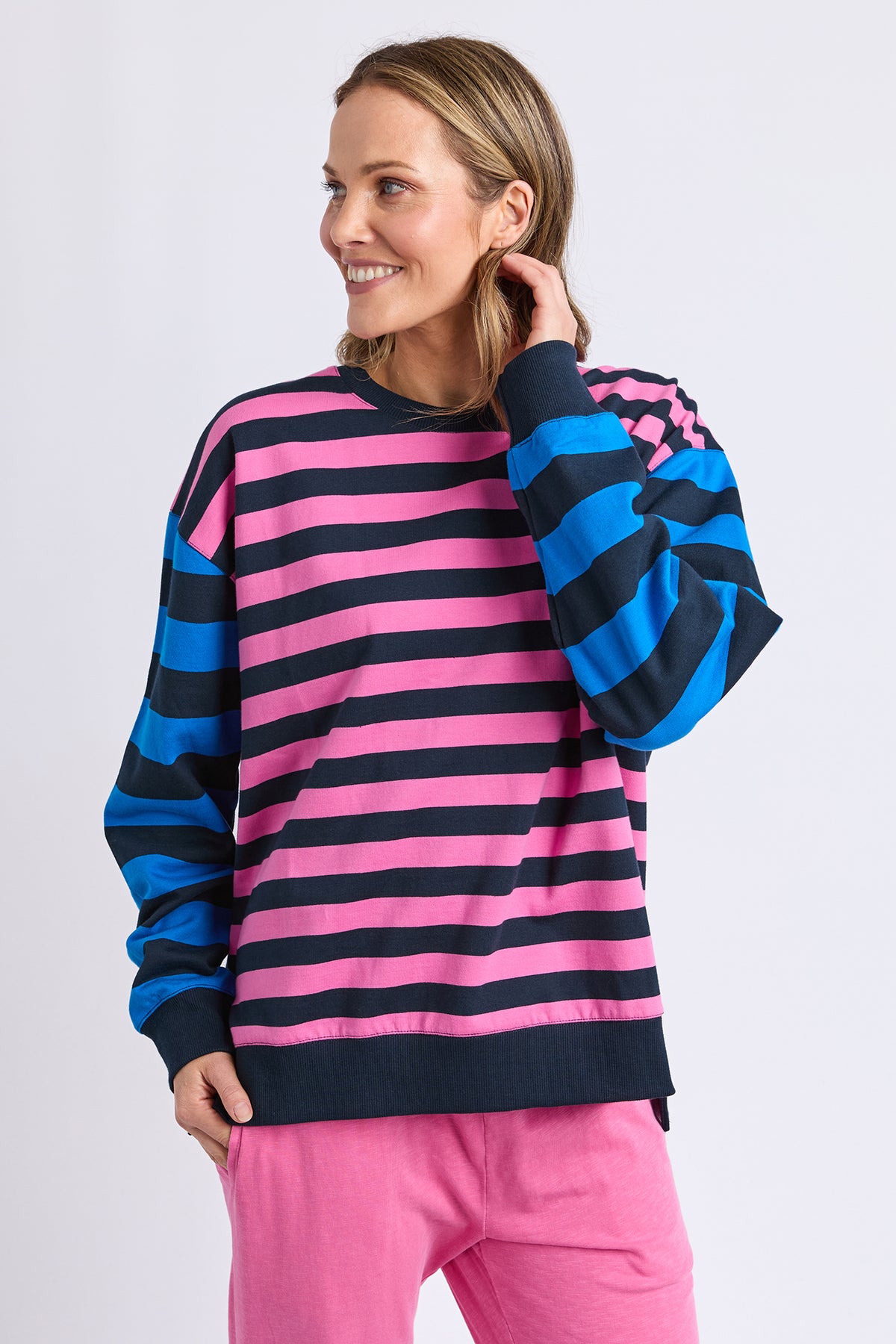 Eden Crew Pink/Navy/Blue Stripe