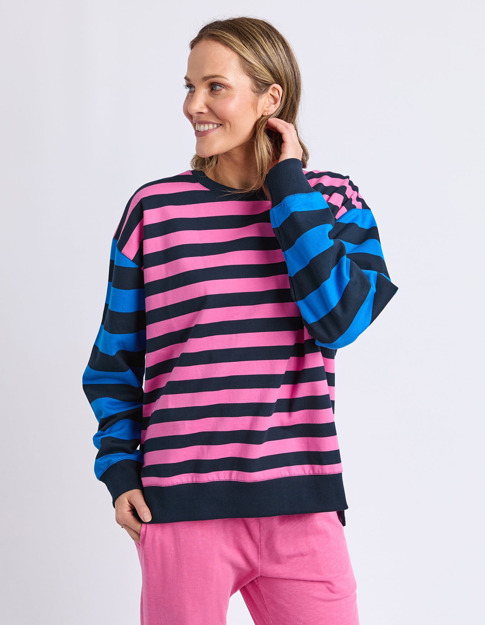 Eden Crew Pink/Navy/Blue Stripe