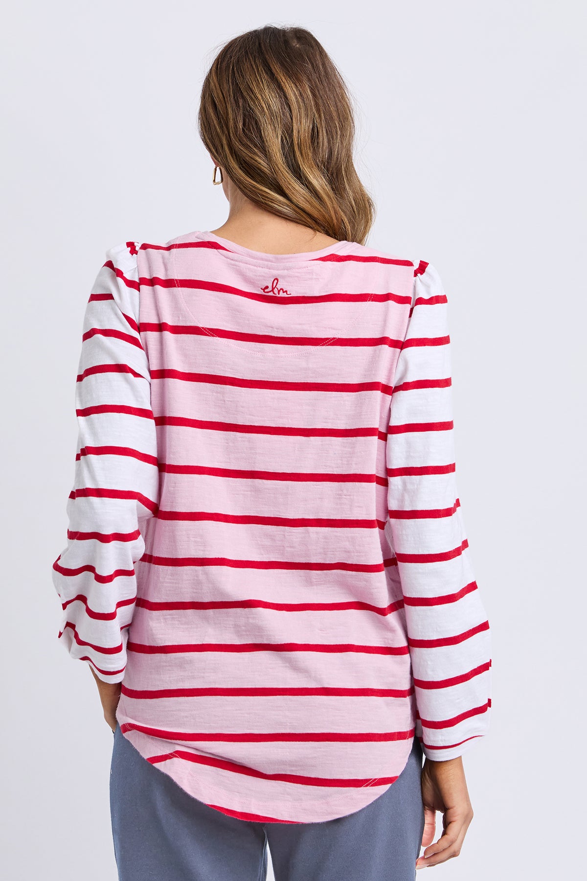 Baia Long Sleeve Tee Pink & Red Stripe