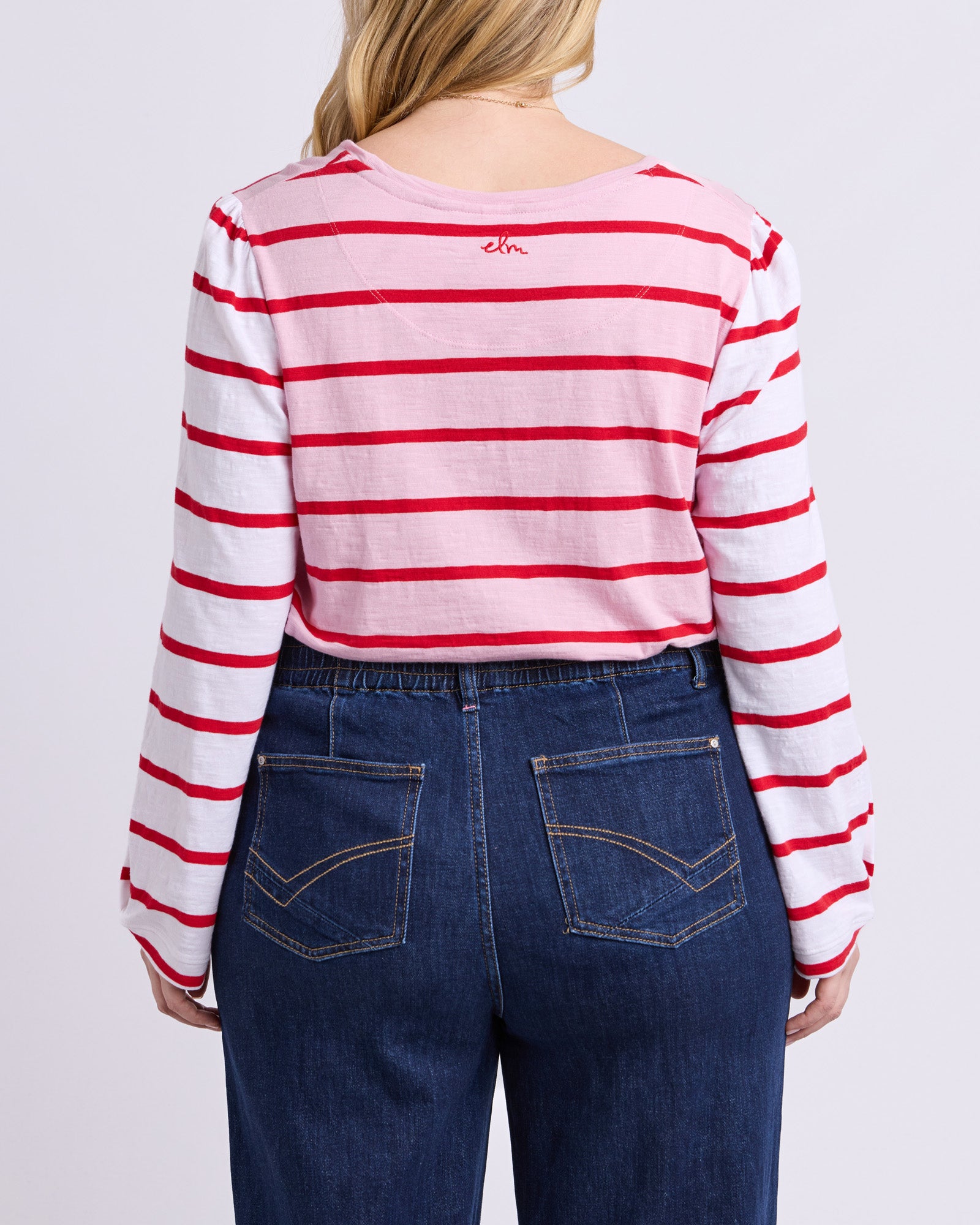 Baia Long Sleeve Tee Pink & Red Stripe