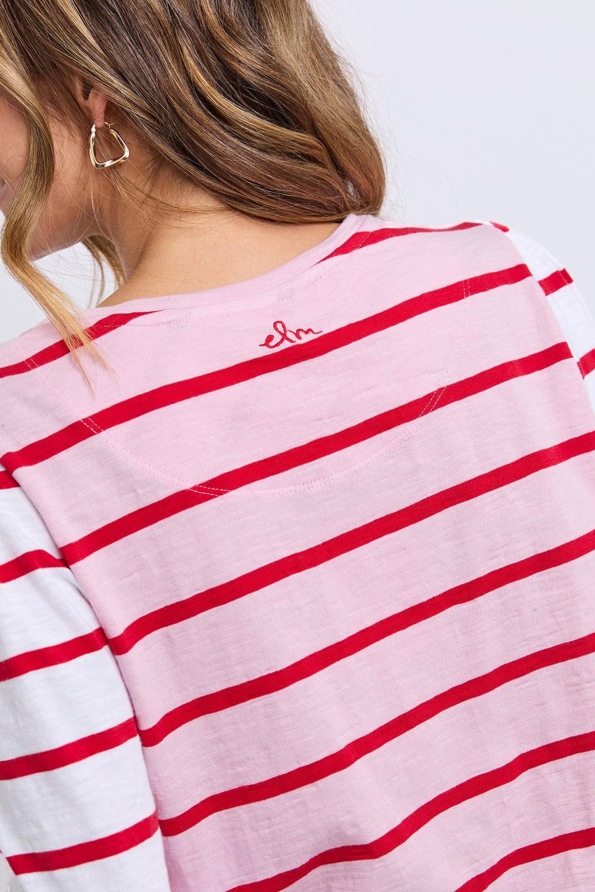 Baia Long Sleeve Tee Pink & Red Stripe