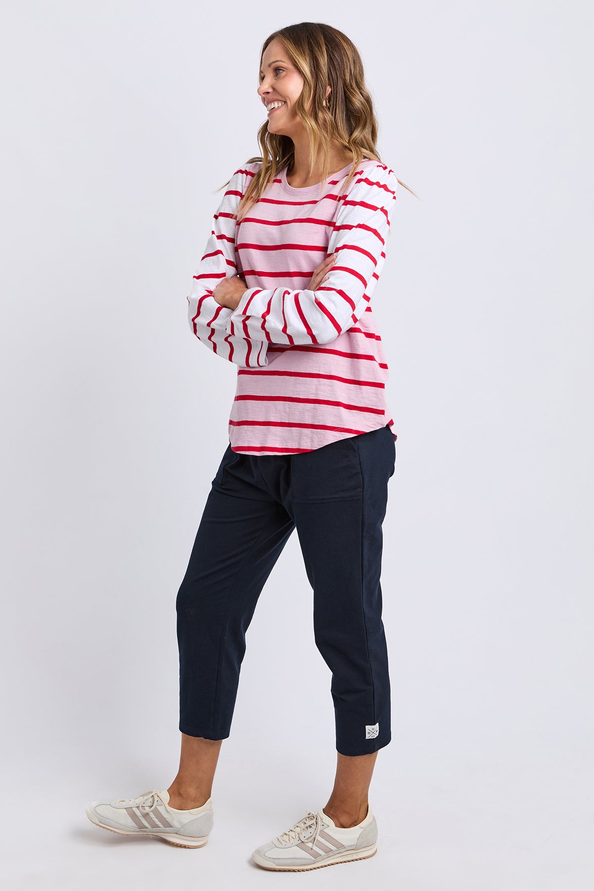 Baia Long Sleeve Tee Pink & Red Stripe