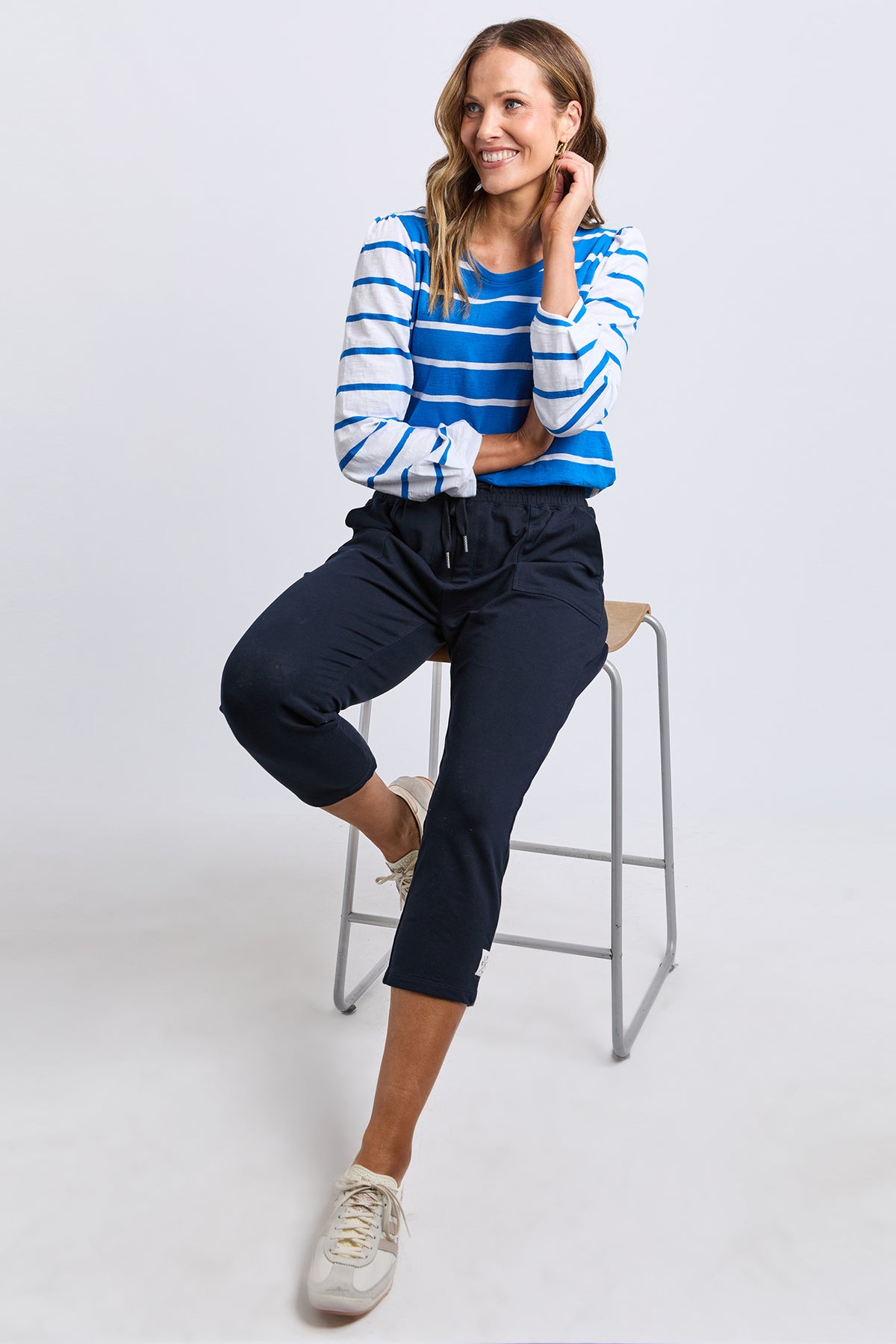Baia Long Sleeve Tee Royal & White Stripe