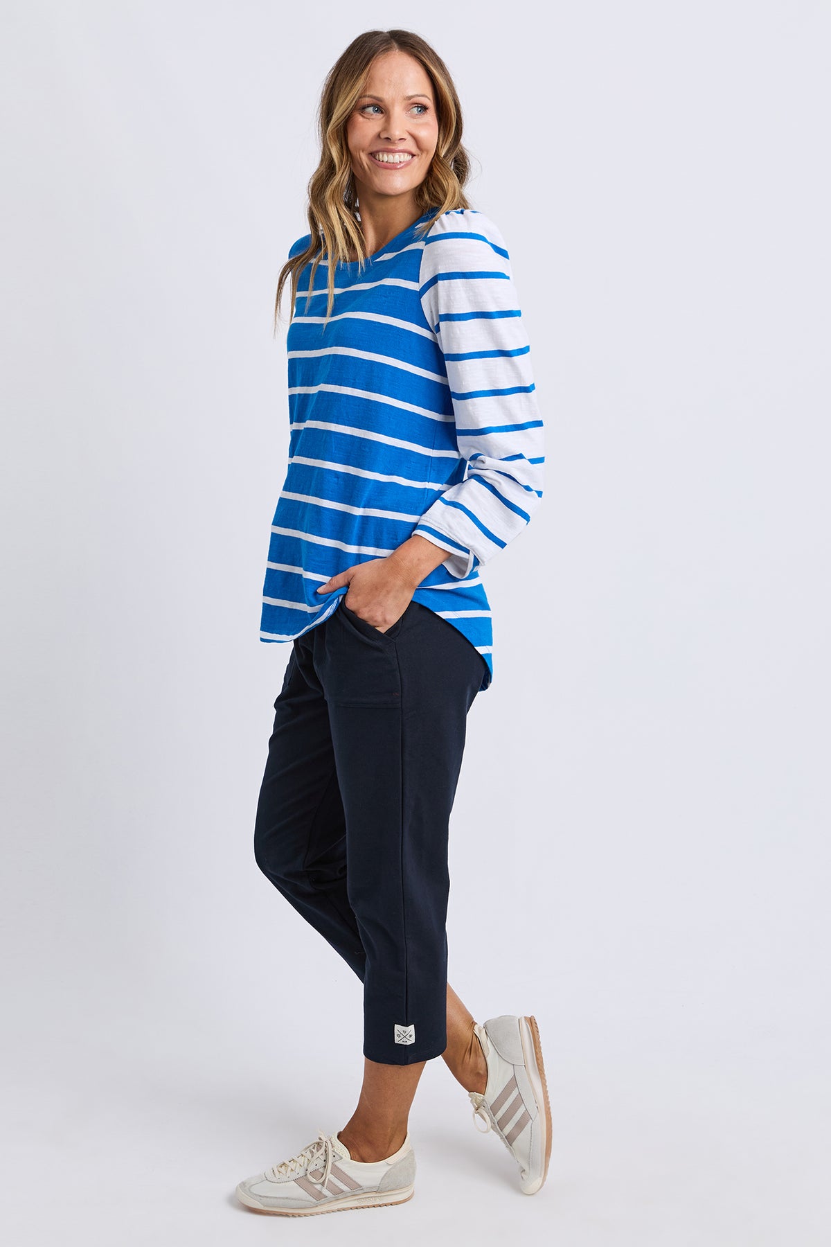 Baia Long Sleeve Tee Royal & White Stripe