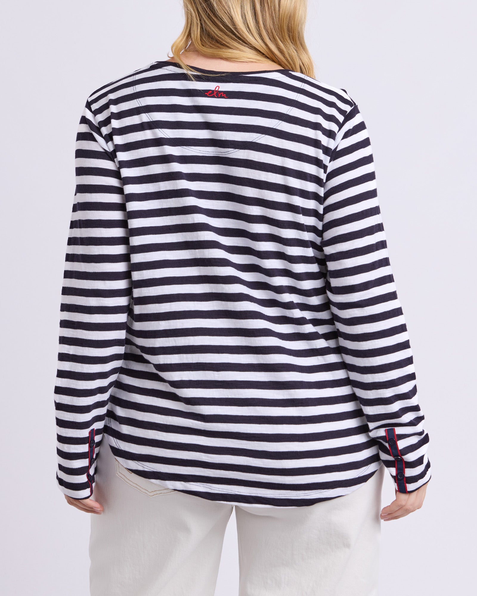 Riviera Long Sleeve Tee Navy & White Stripe