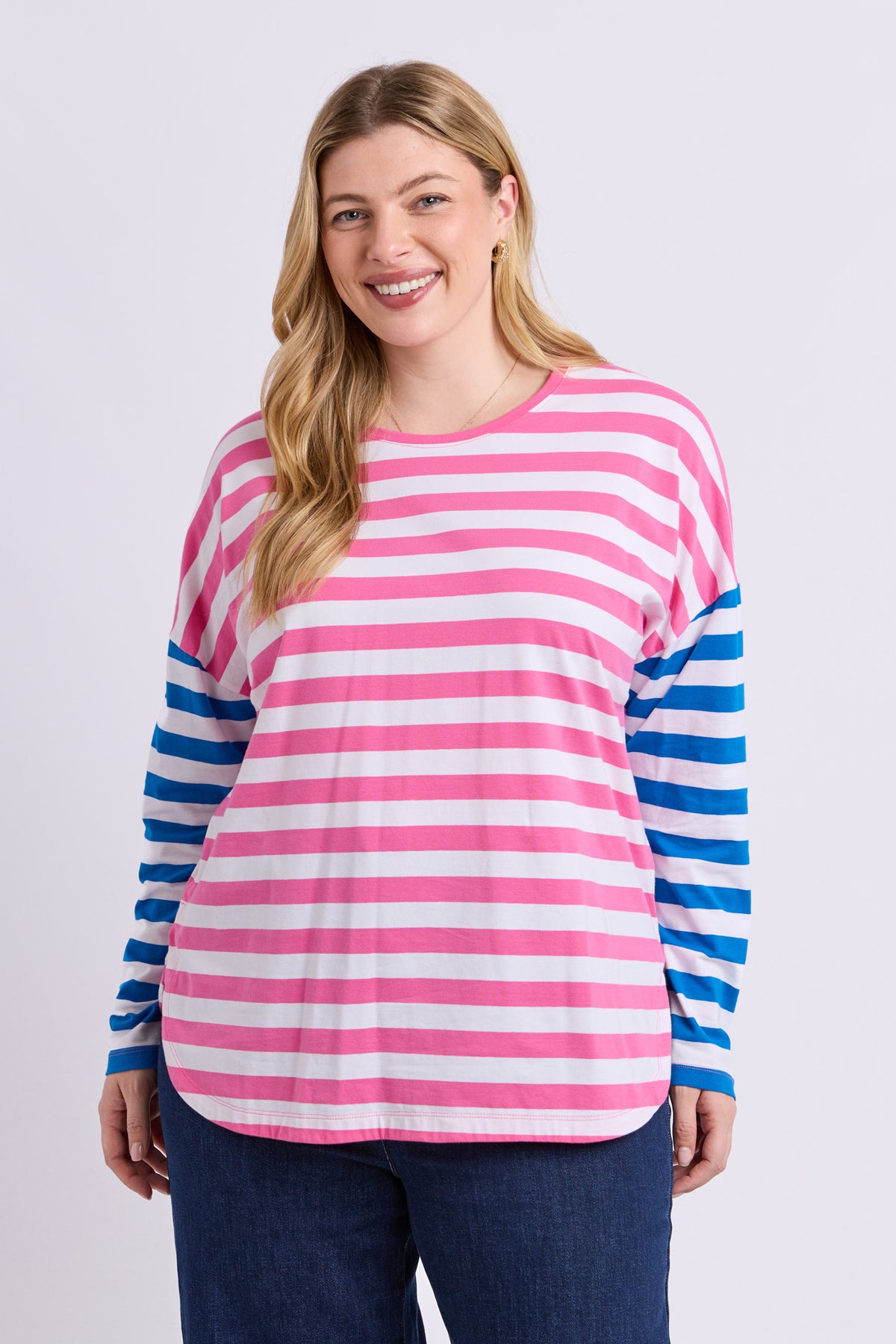 Rouge Stripe Long Sleeve Tee Pink & White Stripe