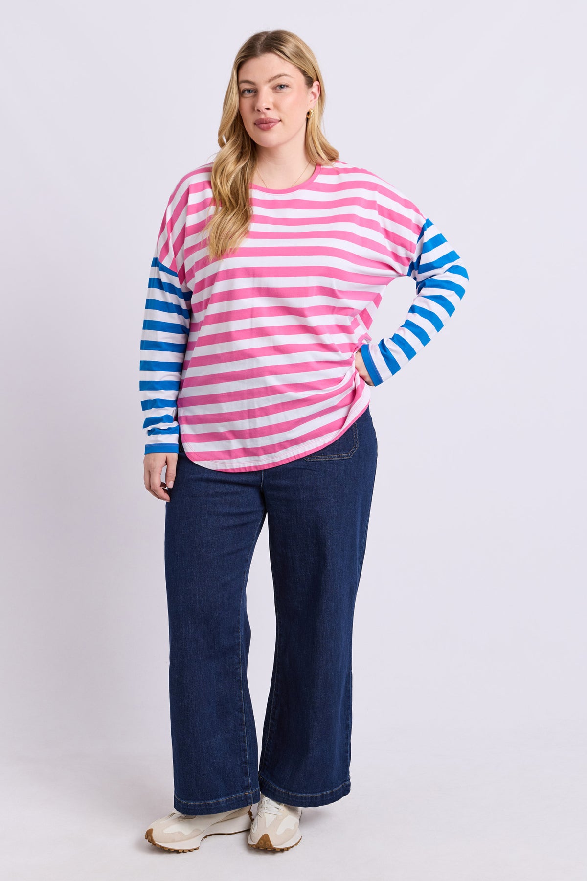 Rouge Stripe Long Sleeve Tee Pink & White Stripe