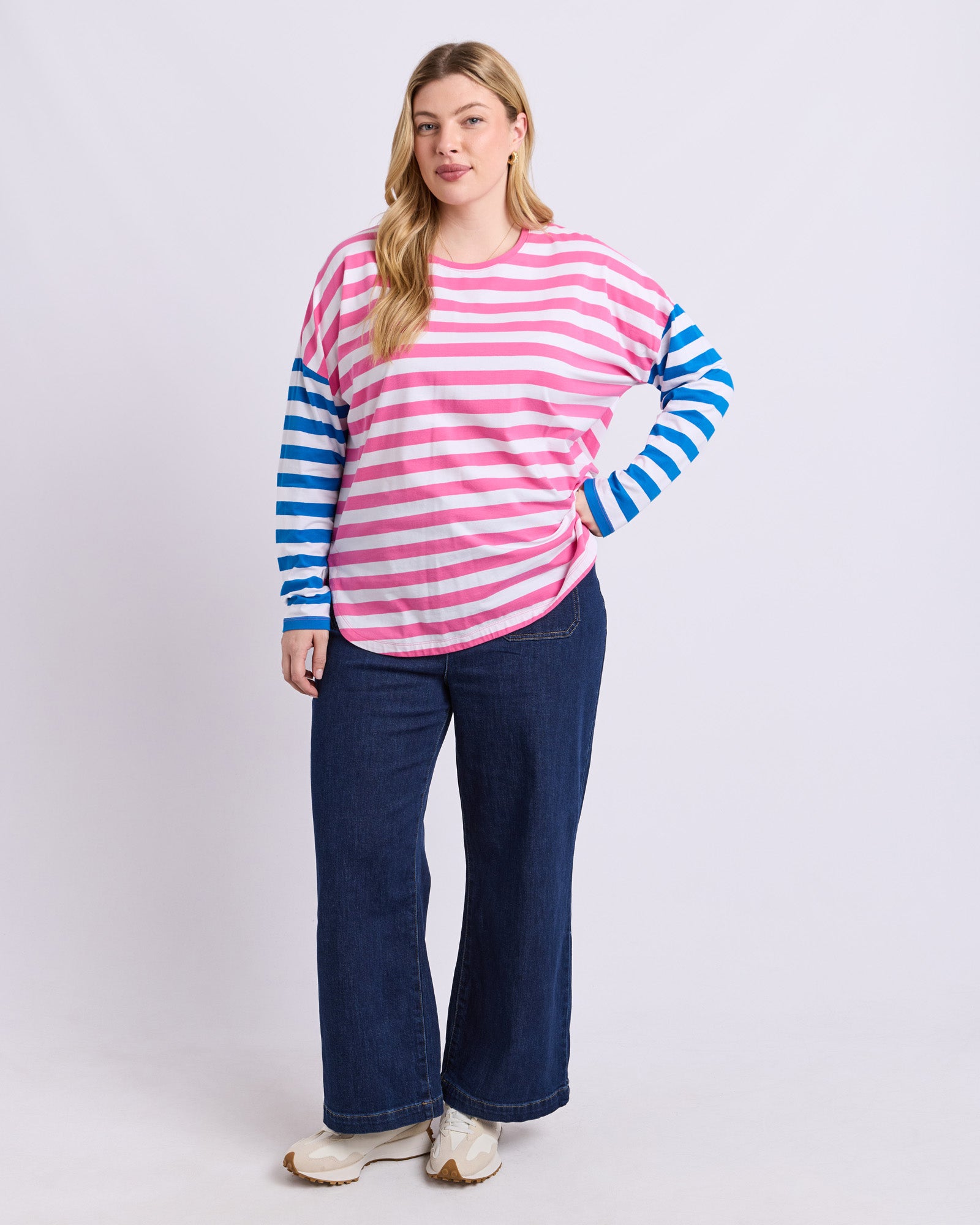 Rouge Stripe Long Sleeve Tee Pink & White Stripe