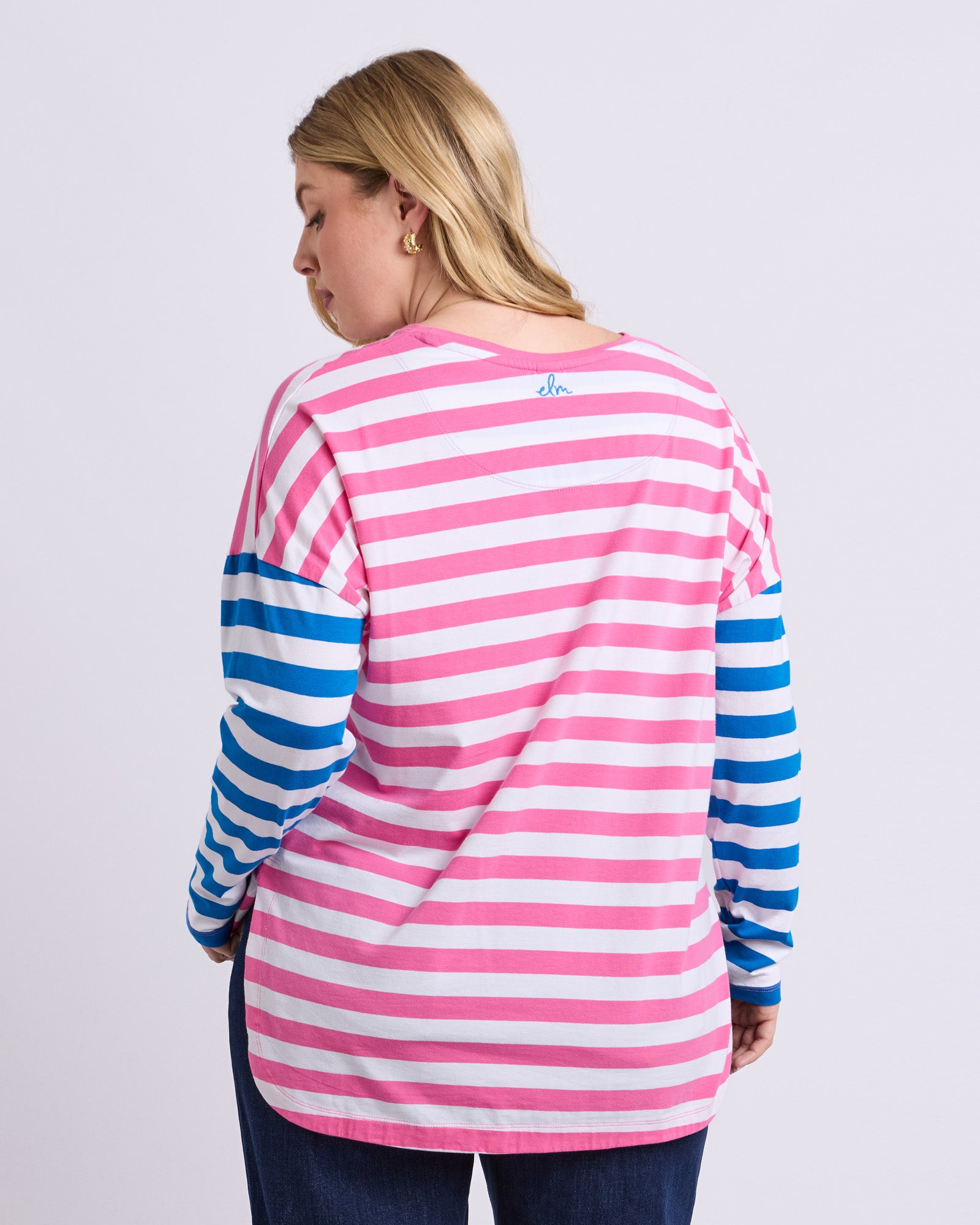 Rouge Stripe Long Sleeve Tee Pink & White Stripe