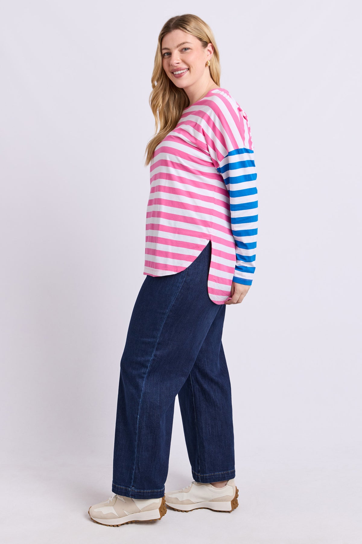 Rouge Stripe Long Sleeve Tee Pink & White Stripe