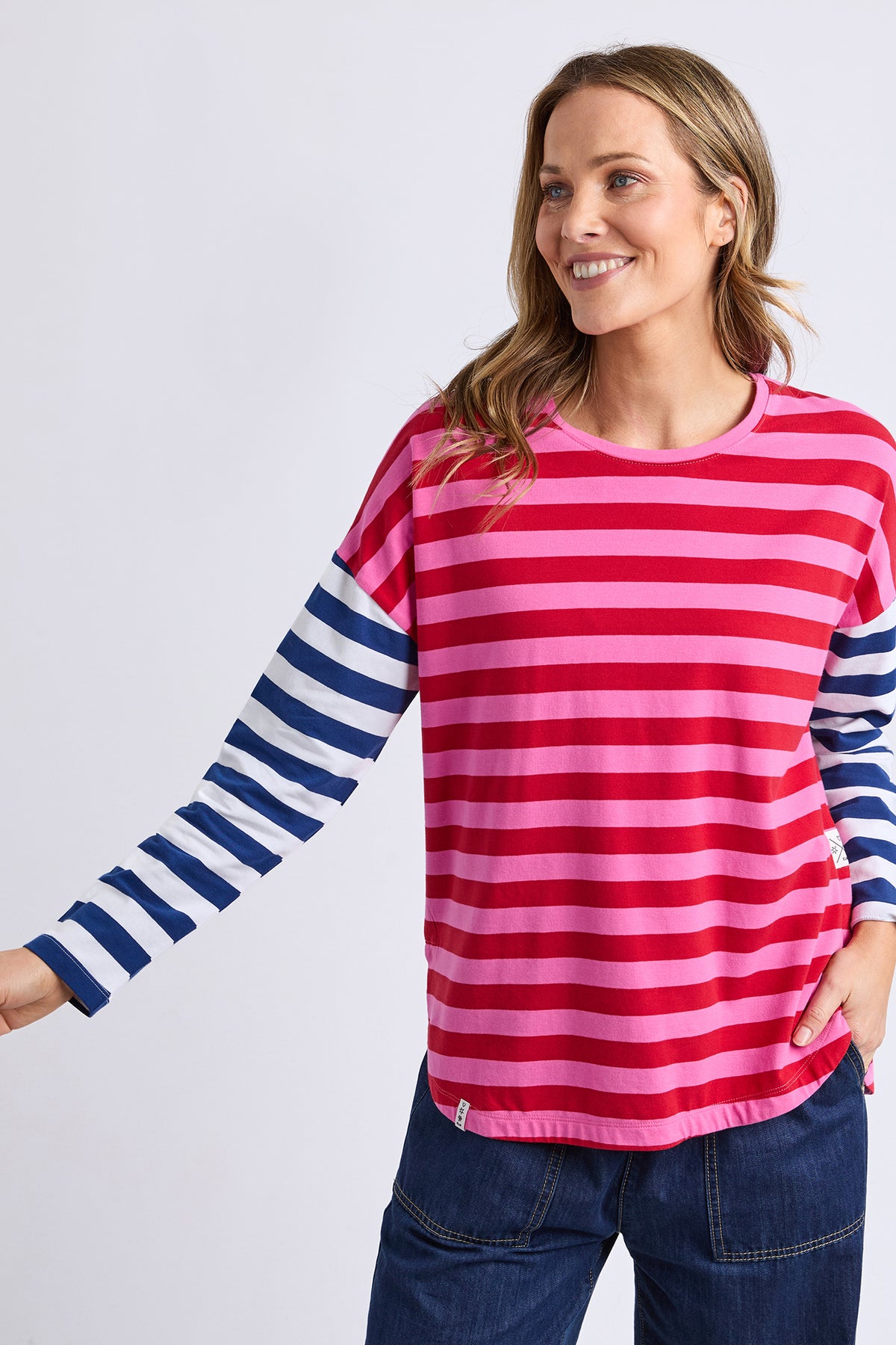 Rouge Stripe Long Sleeve Tee Red & Pink Stripe