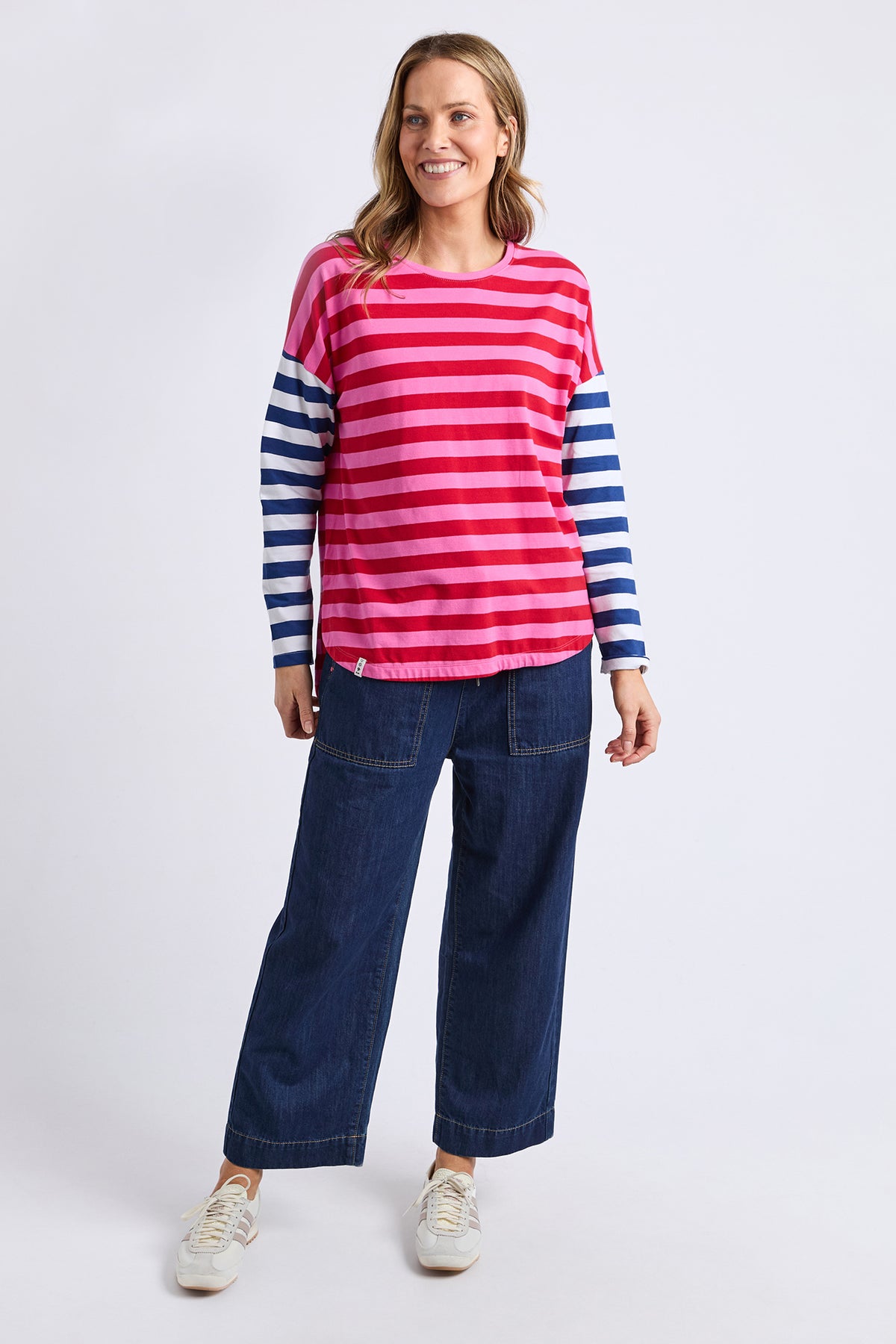 Rouge Stripe Long Sleeve Tee Red & Pink Stripe