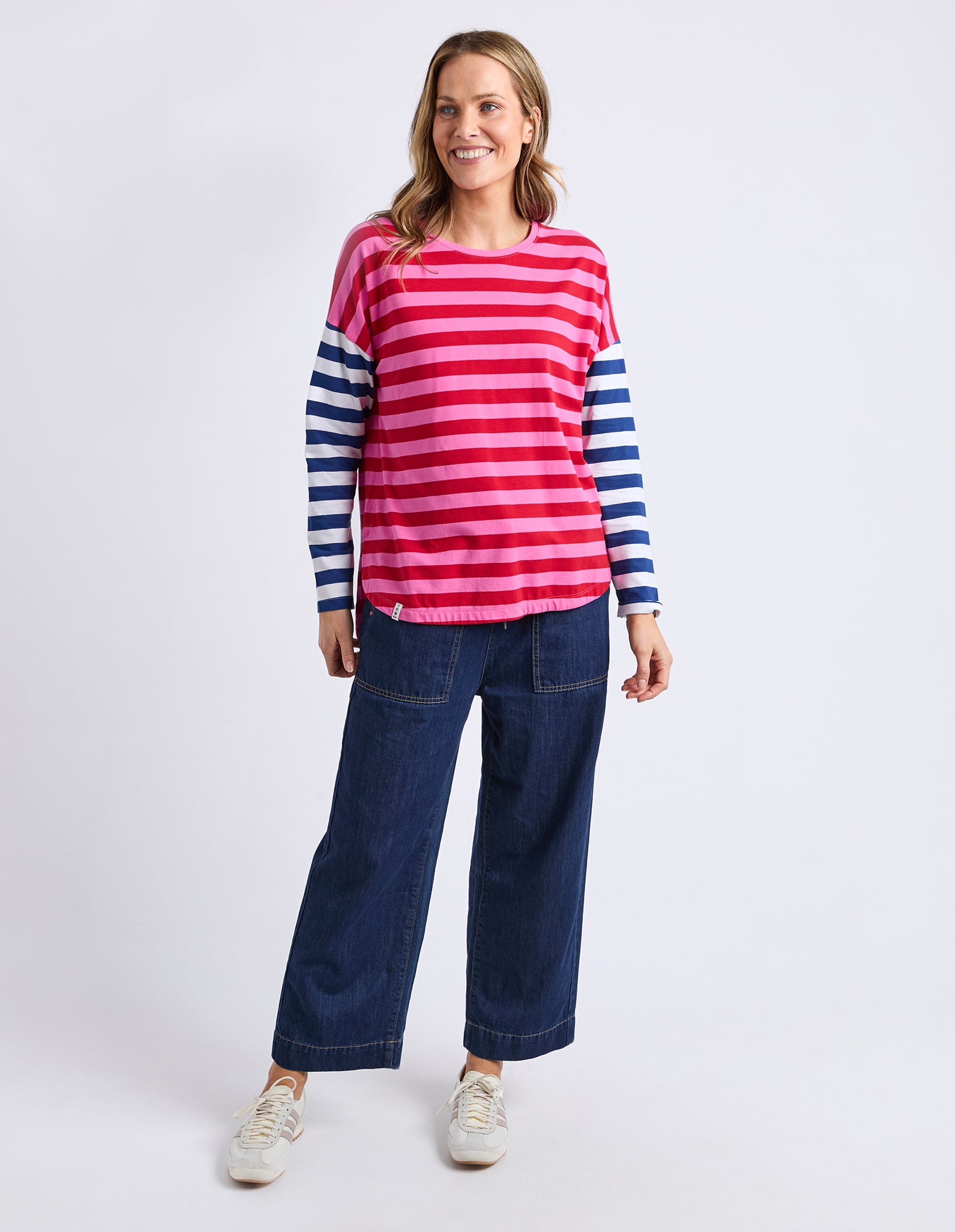 Rouge Stripe Long Sleeve Tee Red & Pink Stripe