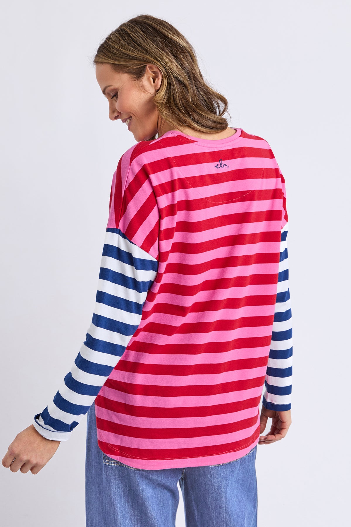 Rouge Stripe Long Sleeve Tee Red & Pink Stripe