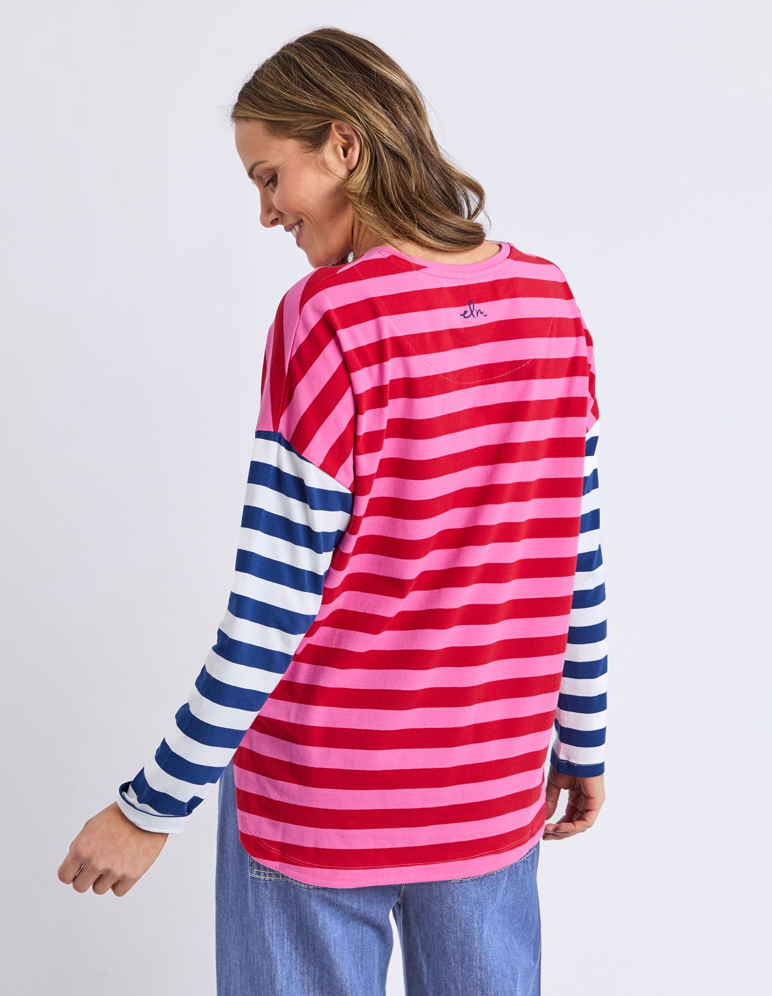 Rouge Stripe Long Sleeve Tee Red & Pink Stripe