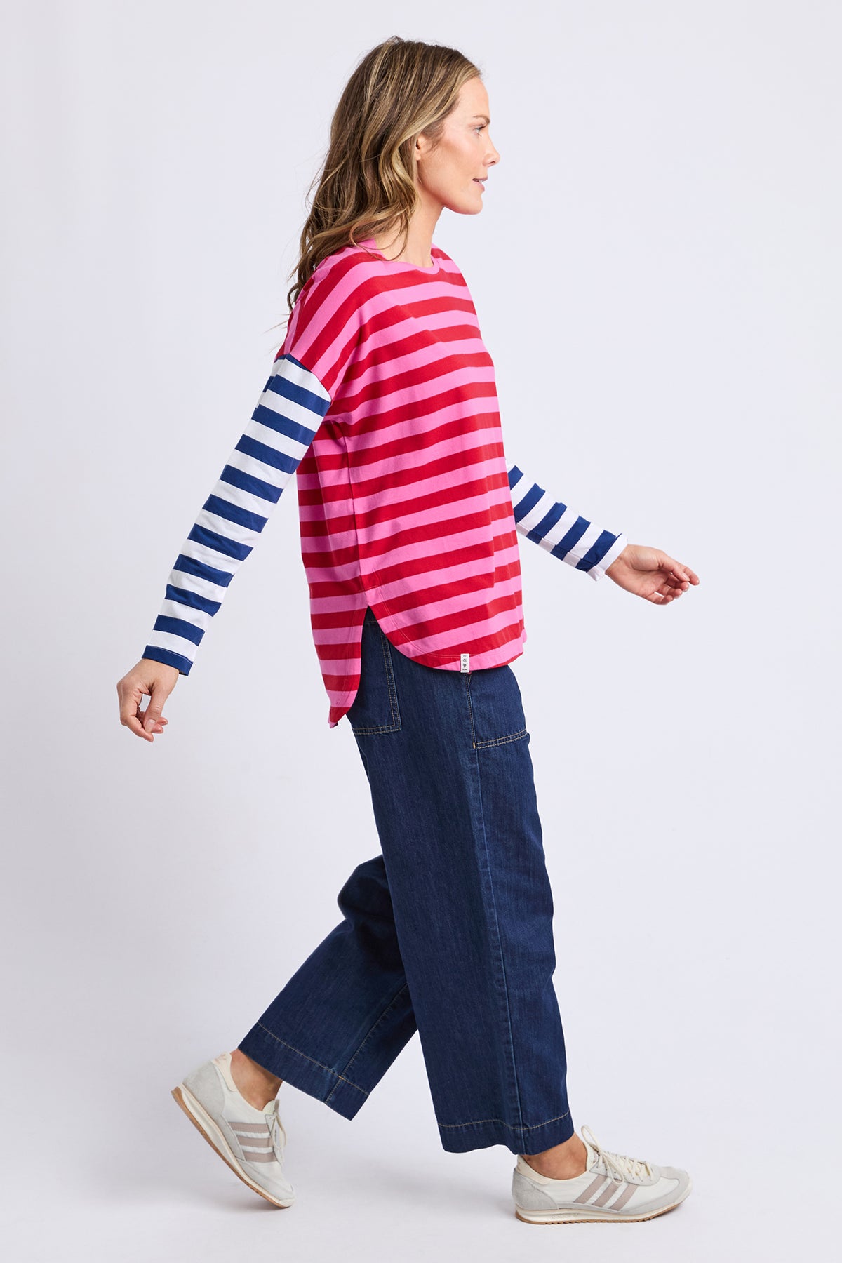 Rouge Stripe Long Sleeve Tee Red & Pink Stripe