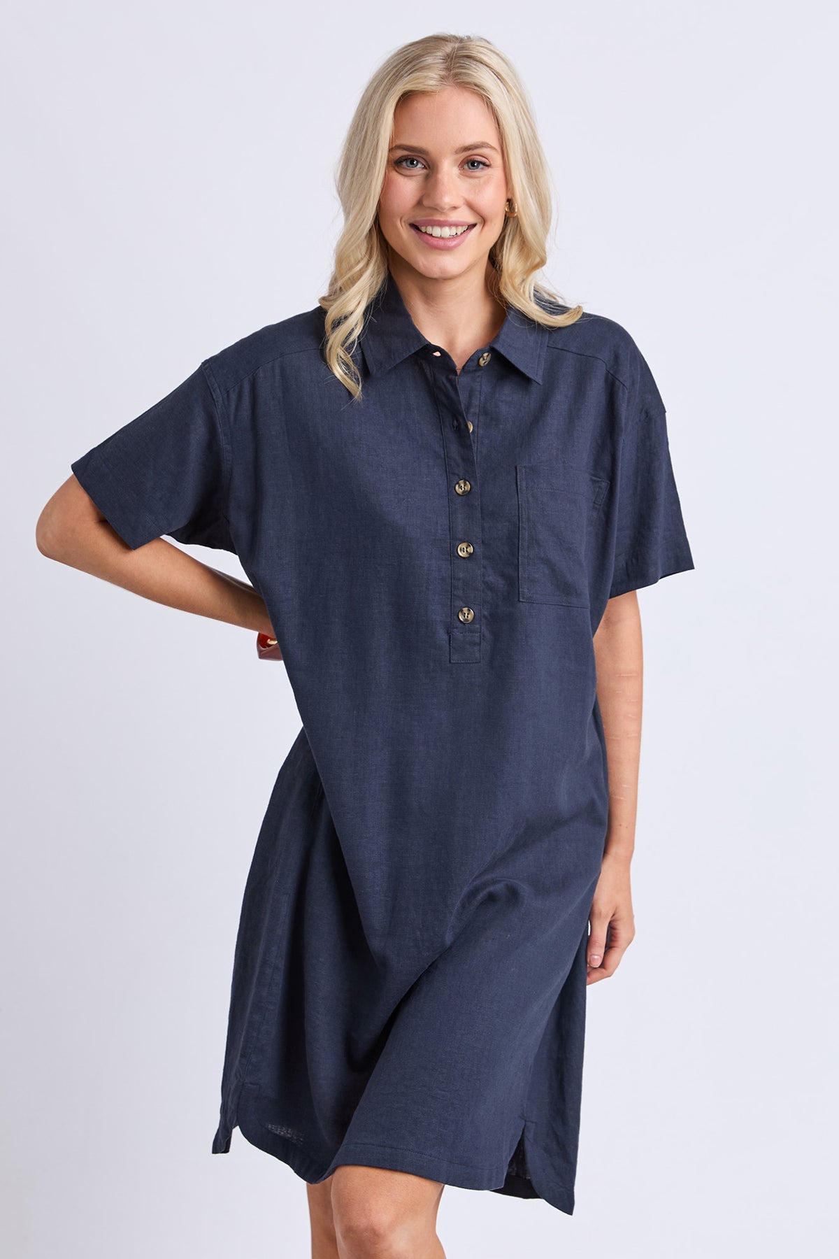 Elle Shirt Dress Classic Navy